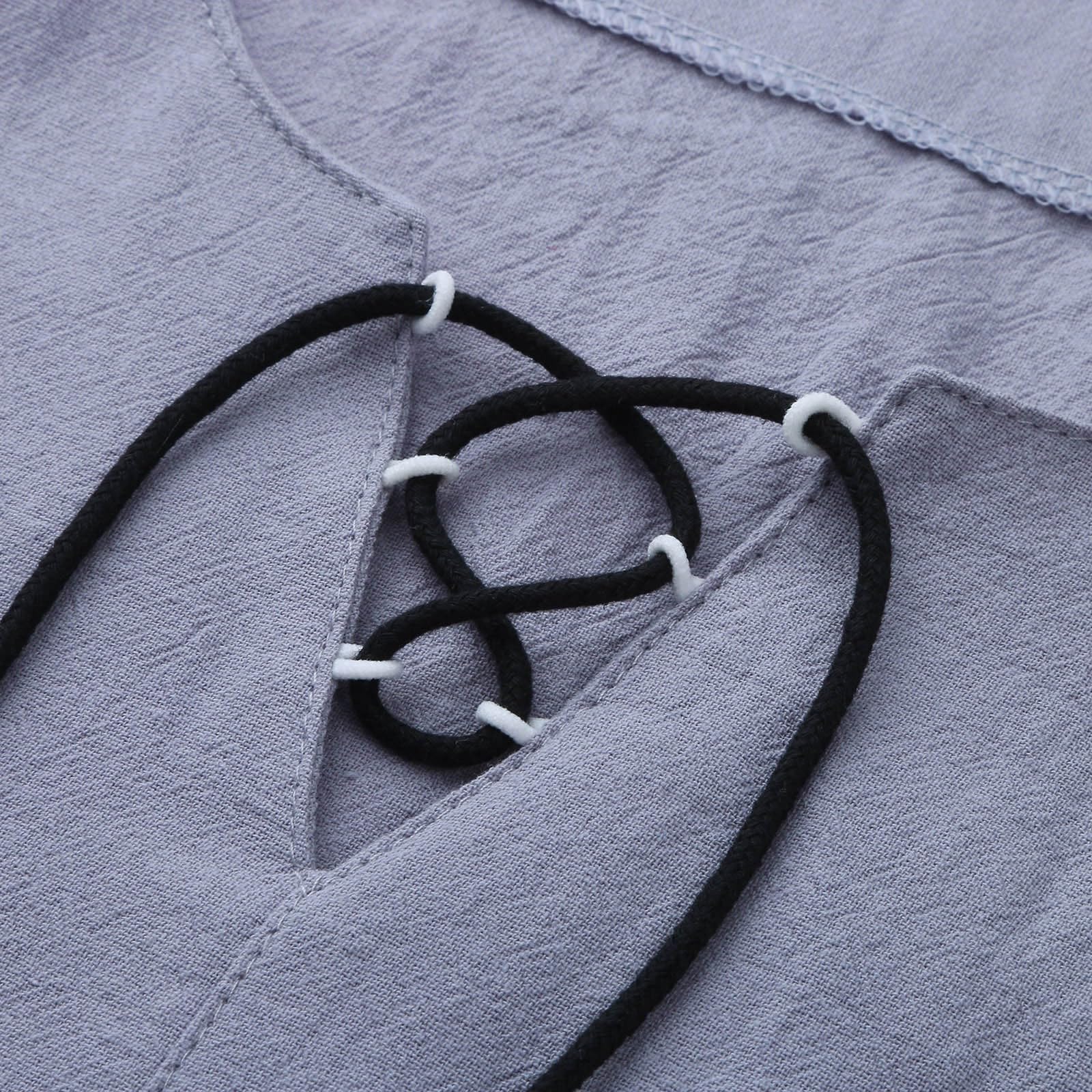 Maglia a maniche lunghe da uomo, sottile, tinta unita, con scollo a V, per il tempo libero, con lacci, leggera, a maniche lunghe, per attività all'aperto, comoda, casual, comoda