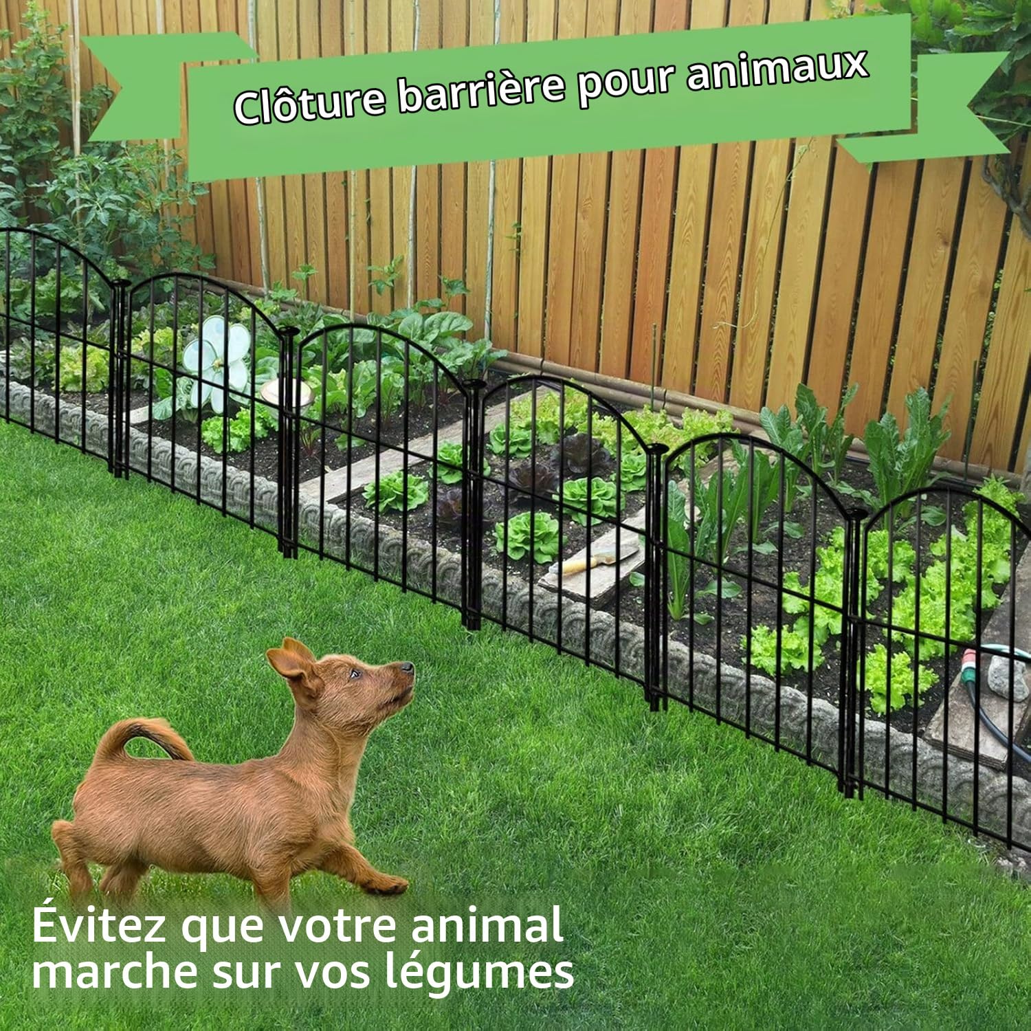 Clôture Jardin Métal Décoratif 32x43 cm – Lot de 10 Panneaux Pliables,Clôture à planter,Enclos d'étang,pour Parterre, Cour & Barrière Animaux