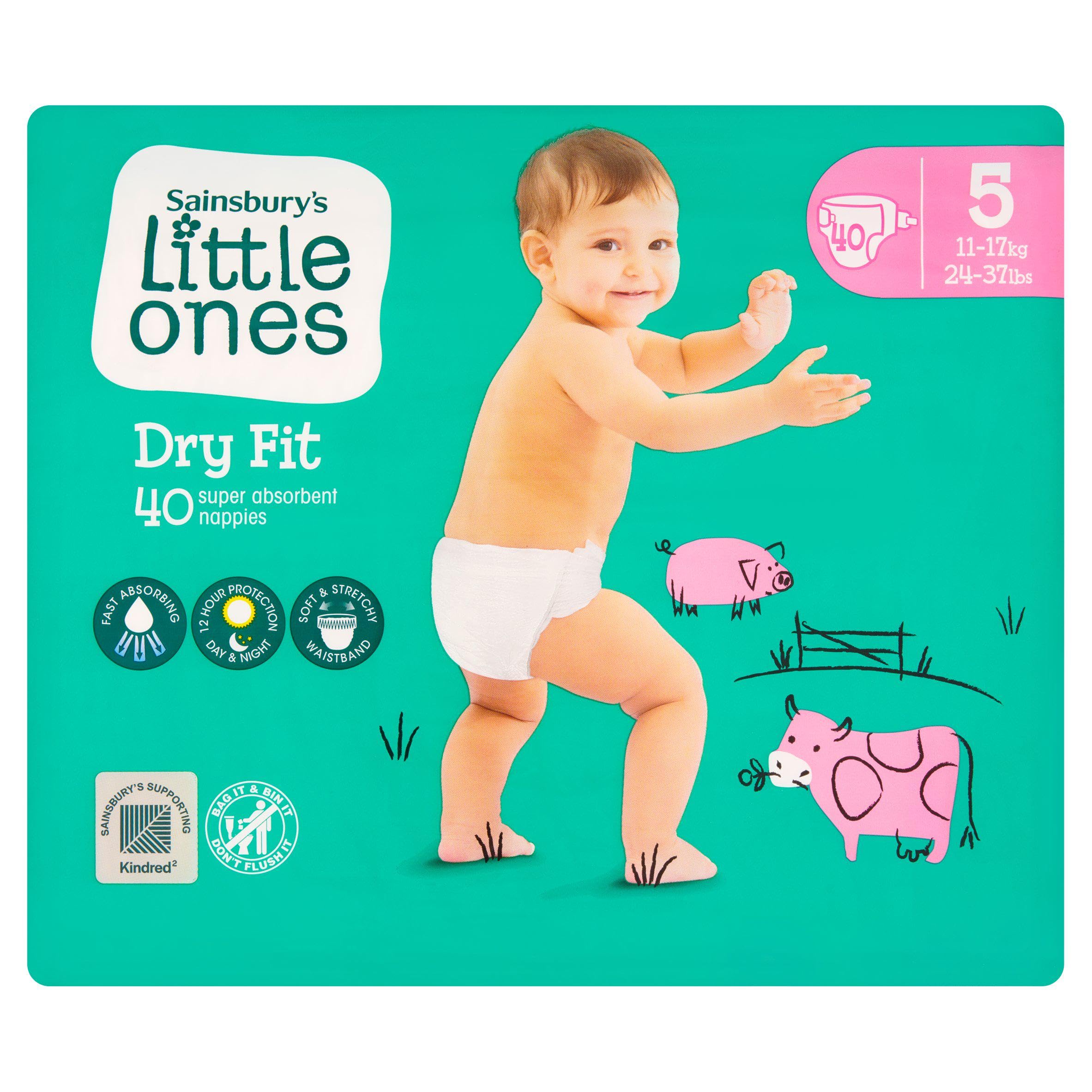 2X Little Ones Size 5 Nappies Dry Fit 40 Pack