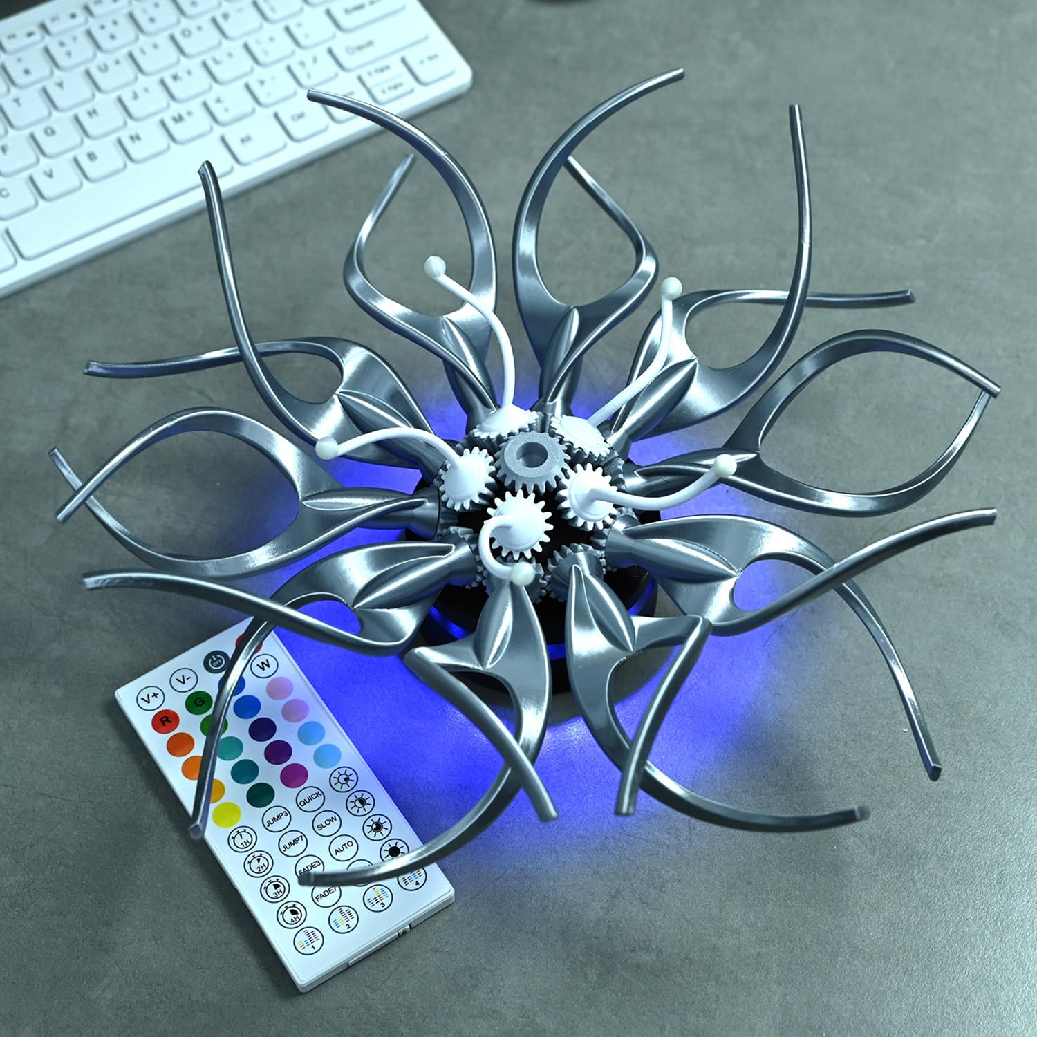 35 x 35 cm konserwujące mechaniczne kwiaty, na biurko, wizualne kwiaty, z pilotem zdalnego sterowania, wiele efektów świetlnych RGB, idealne na prezenty urodzinowe i dekoracje pokoju