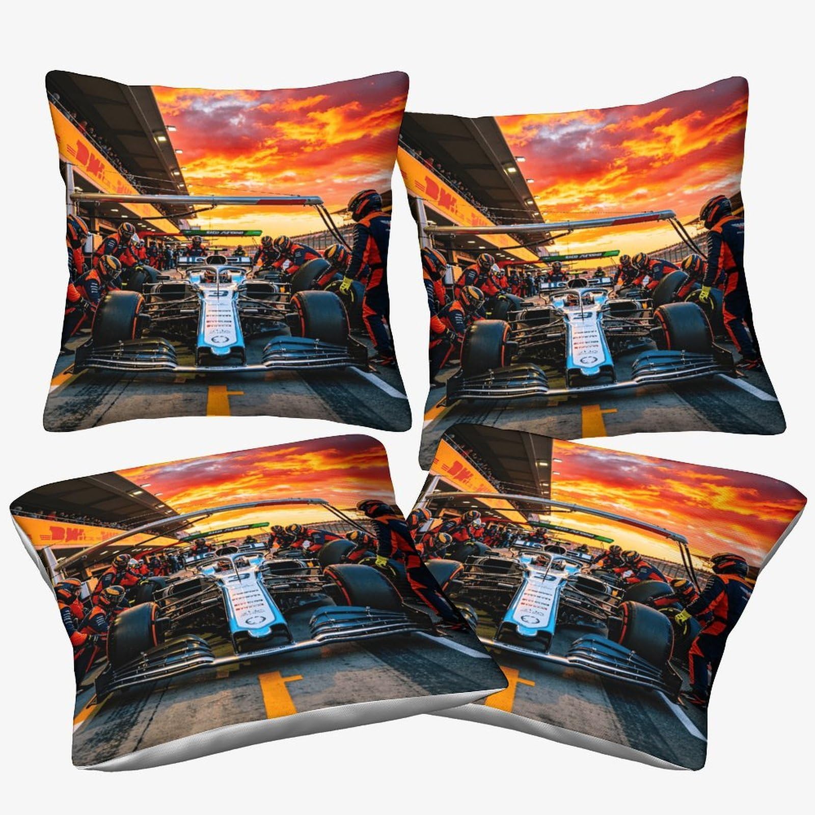 Dafufbw Formulaa Racing-11 Formulaa Racing Cushion Covers 40X40cm, 4Pcs Pit Stop Decorative Throw Pillow Covers For Sofa Summer Outdoor Decor