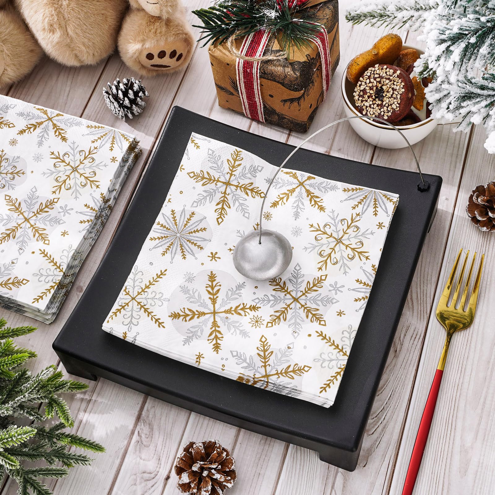 FEKIDO Christmas Cloth Napkins Set Of 4, Red Polyester Dinner Napkins Washable - View #8