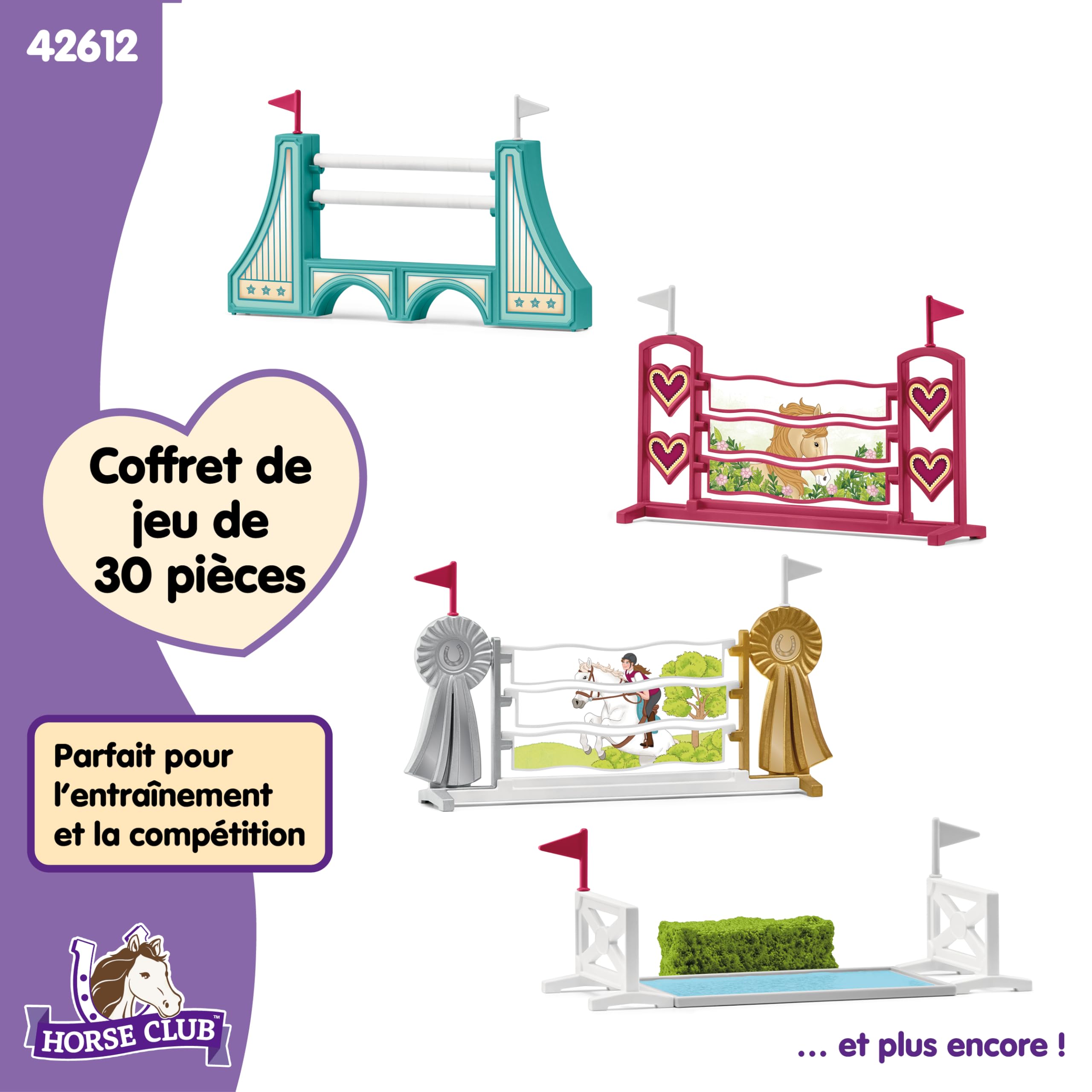 Schleich Horse Club | Obstacles d’équitation 42612 | Accessoires modulaires | pour entraînement ou compétition | Cadeau pour Filles et garçons | Jouet Chevaux dès 5 Ans | Set de 30 pièces