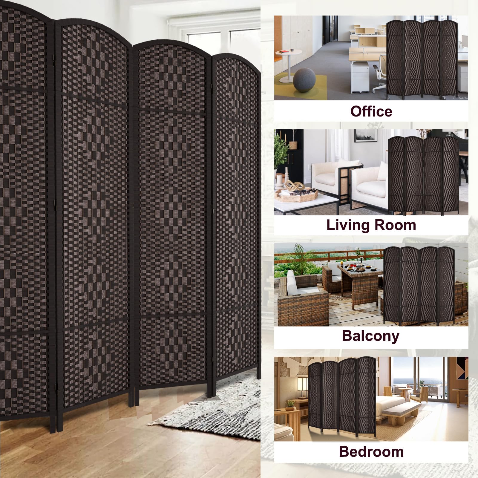 Best Folding Room Divider Picks for 2026 1 Rose Home Fashion RHF Room Divider Panel,4 Panel Partition Room Dividers Screen, - product photo
