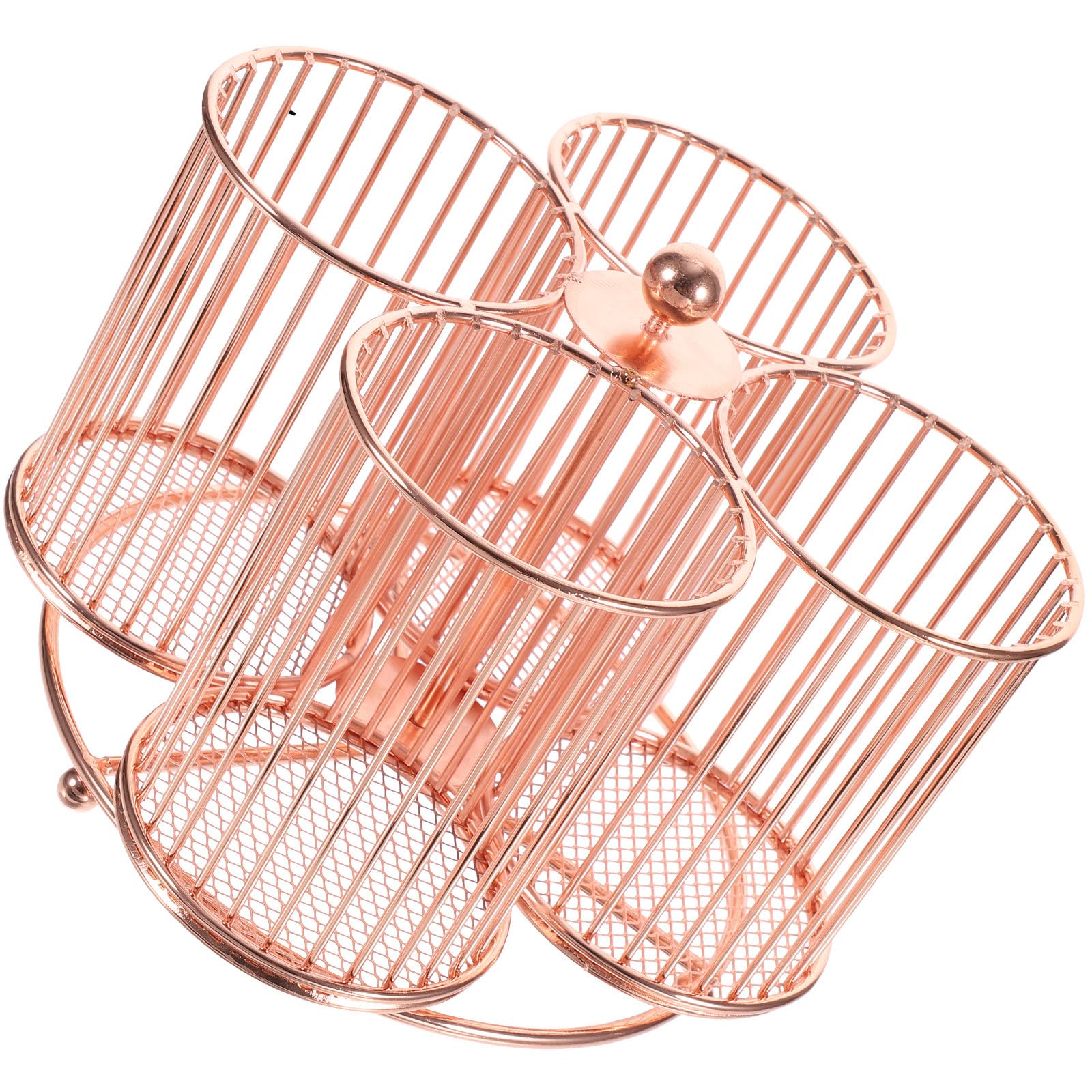 SUPVOX Portapenne Girevole in Metallo Multifunzionale Quattro Scomparti, Organizer da Scrivania Grande Capacità Color Oro Rosa, Contenitore Portapenne e Porta Cosmetici per Ufficio e