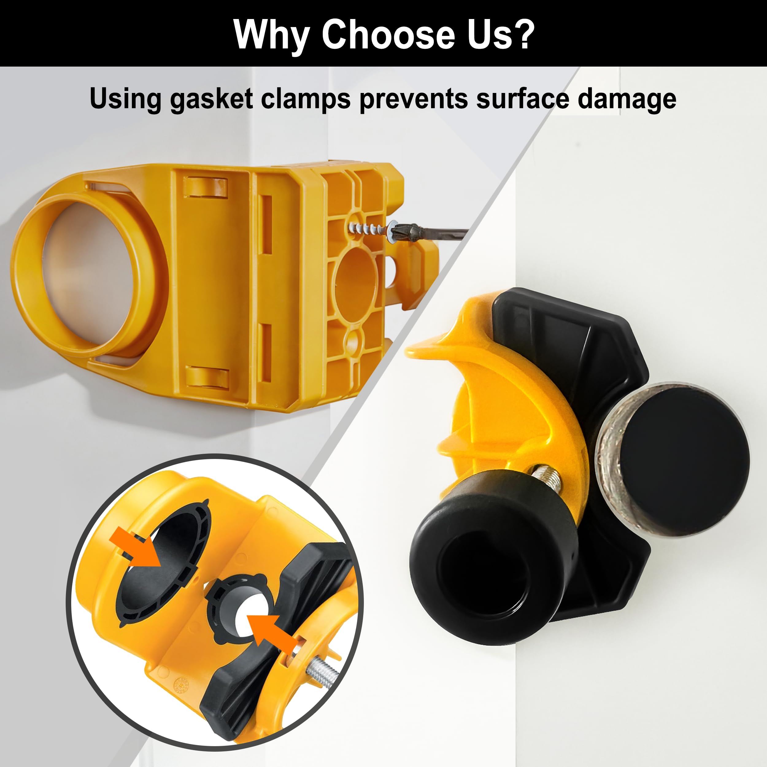 Door Lock Installation Kit, C-Clamp Design Tool-Free Clamping for Wood Doors with Adjustable Bushings, Door Knob Hole Saw Kit for Deadbolt & Knob, Easy Professional Installation Kit — Amazon image 5
