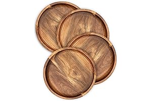Wooden Plates Round Dinner Plates for Home Decor