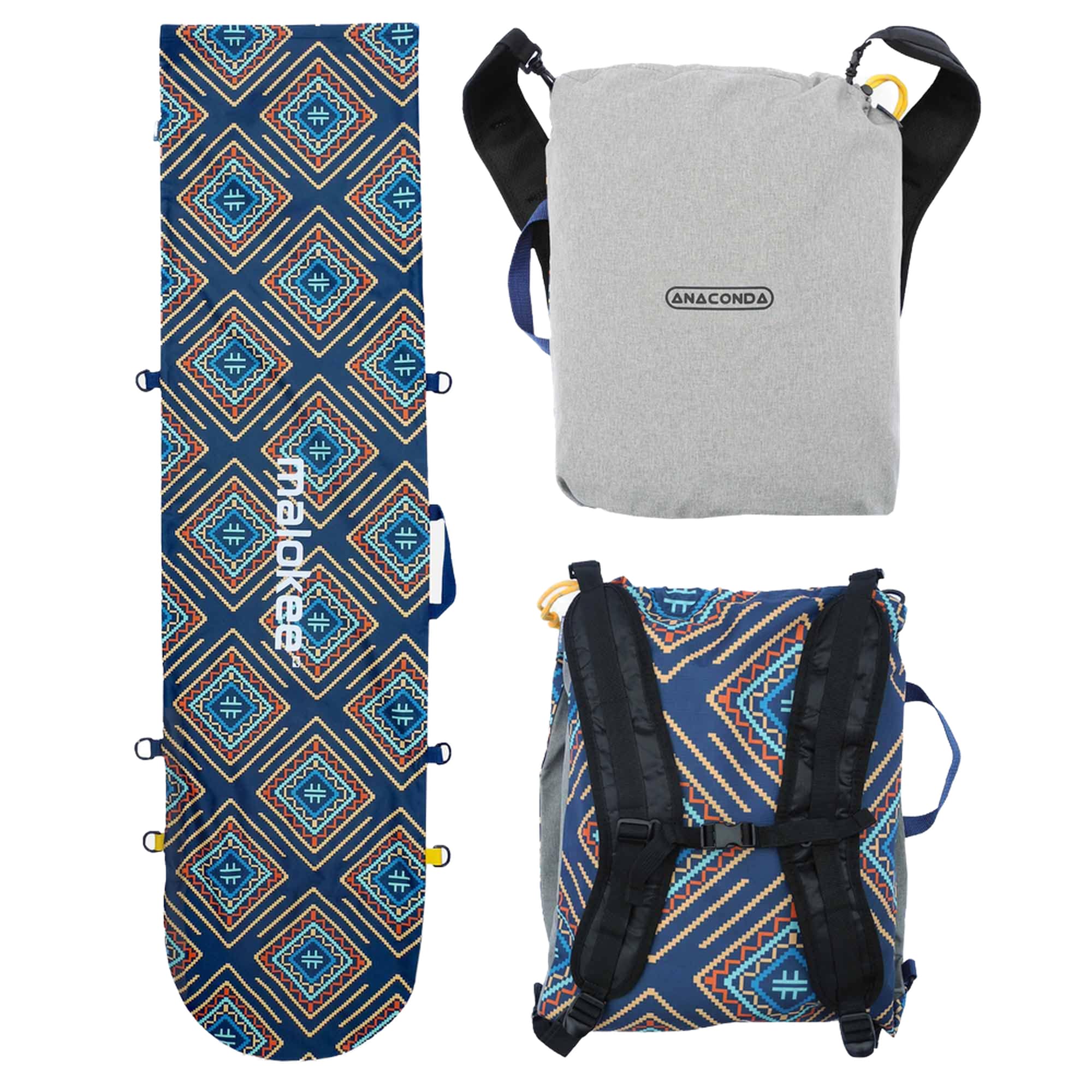 Borsa Snowboard Malokee 165cm - Impermeabile 2 In 1 Con Zaino Scarpe | 3 Modi Trasporto | Per Tavole Con Attacchi