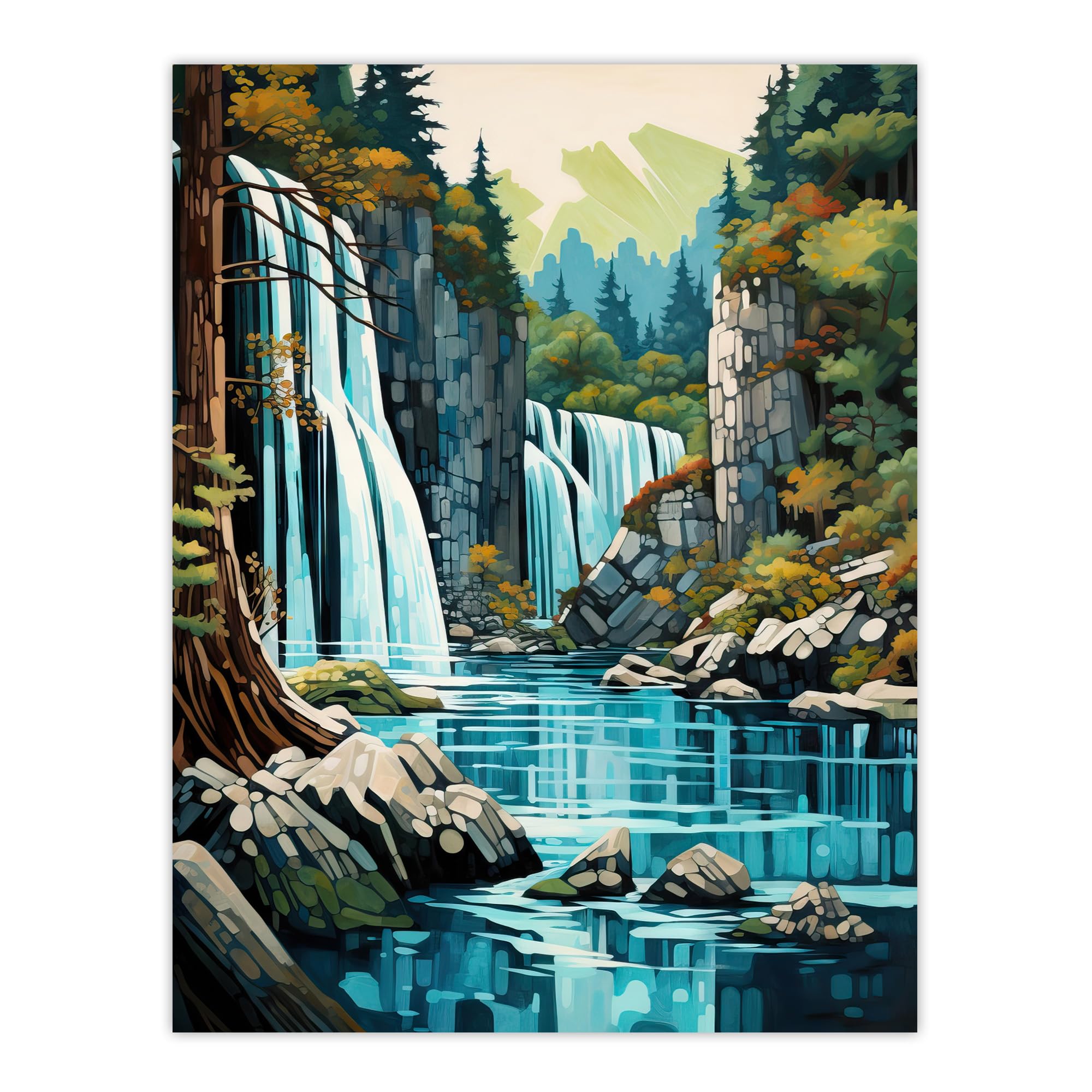 Artery8 Plitvice Lakes National Park Artwork Reserve In Croatia With Waterfalls Large Wall Art Poster Print Thick Paper 18X24 Inch