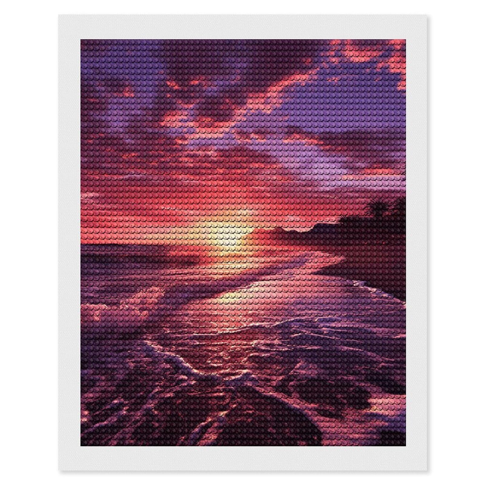 NONHAI Diamond Painting Kits for Adults - DIY Diamond Art Kits for Beginners - Full 5D Paint Drill Diamond Dots Paintings- Beach Sunset Diamonds Pictures Gem Art and Craft Wall Decor 16"x20"