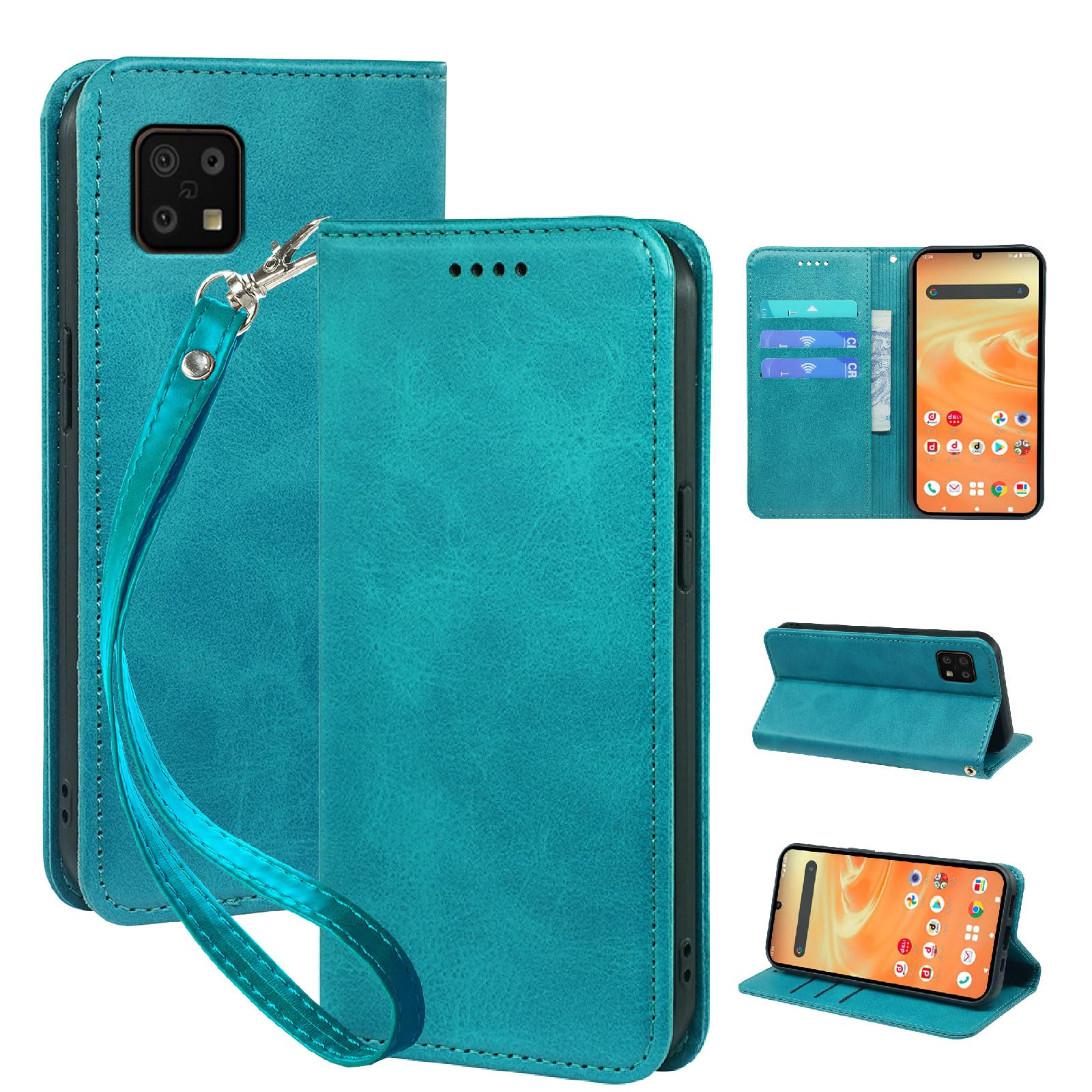 seninhi 対応 AQUOS Sense6s / Sense6 用の ケース 手帳型 [ SH-54B SHG05 SH-RM19 SH-M19 SHG07 ] スマホケース アクオスセンス6 職人仕様 手縫い革ケース スタンド機能付き 財布型 耐衝撃 カード収納 レザー 多機能 ベルトループ付き‌ おしゃれ 携帯カバー グリーン XNWSEN6PG