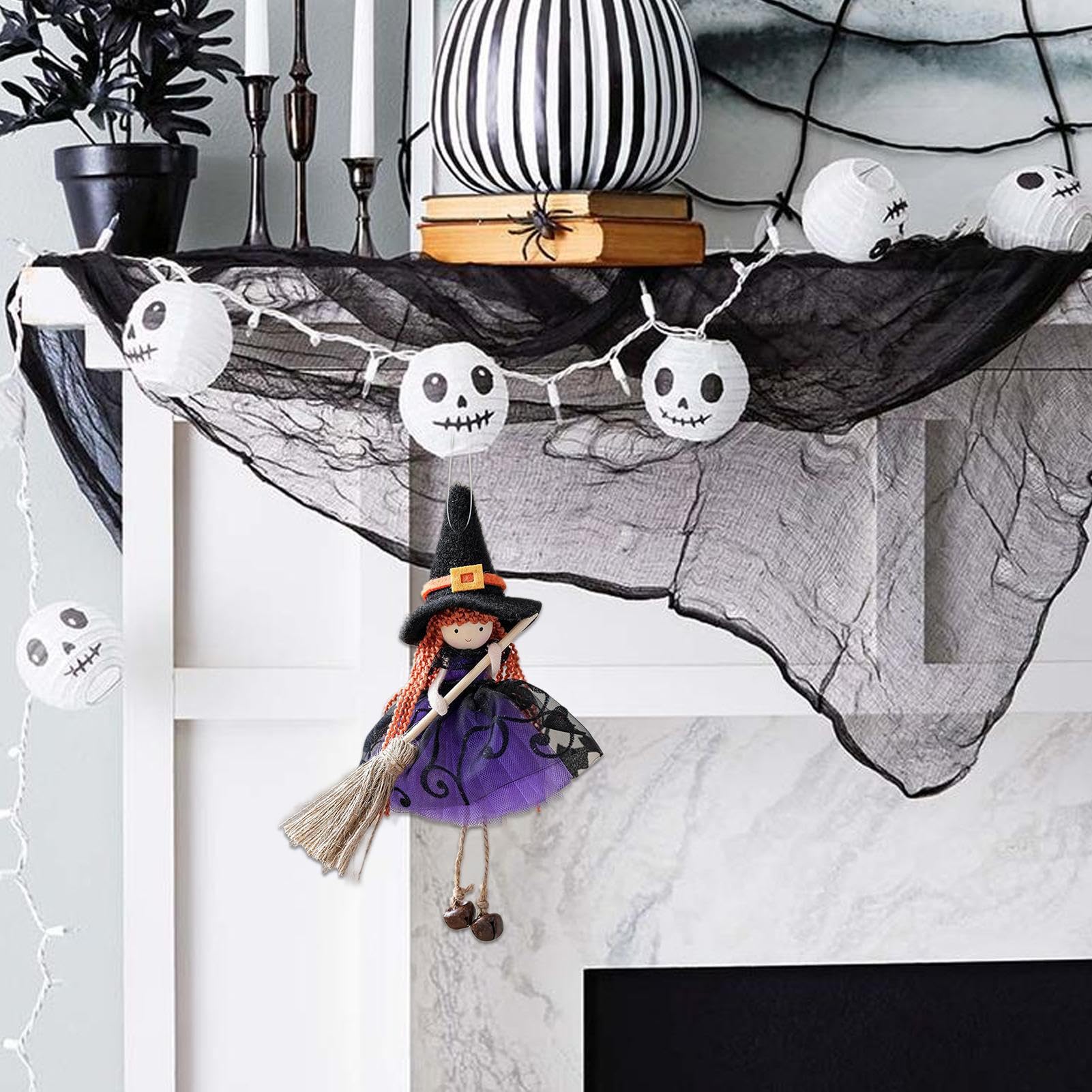 Muñeca de Bruja de Cocina Hecha a Mano, Colgante de Bruja de Halloween, Figura Coleccionable aterradora para Fiestas, Ventanas, jardín, Patio, al Aire Libre, casa encantada, Cocina, Pared de