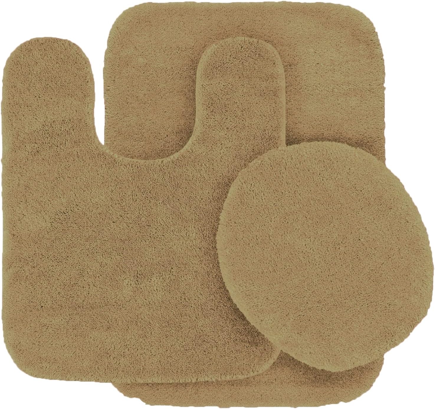 Linen Plus 3pc Solid Non Slip Soft Bath Rug Set for Bathroom U-Shaped Contour Rug, Mat and Toilet Lid Cover New# Angela (Taupe) Linen Plus 3pc Solid Non Slip Soft Bath Rug Set for Bathroom U-Shaped Contour Rug, Mat and Toilet Lid Cover New# Angela (Taupe)