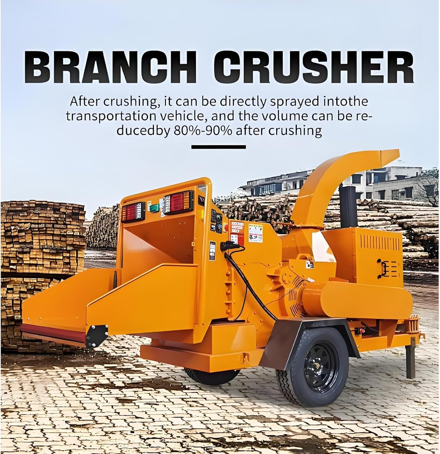 6 Inch Wood Chipper, Heavy Duty Wood Chipper for Tractor Compatibility, Forestry Mulcher Shredder for Farm Landscaping, Brush & Tree Limb Processing