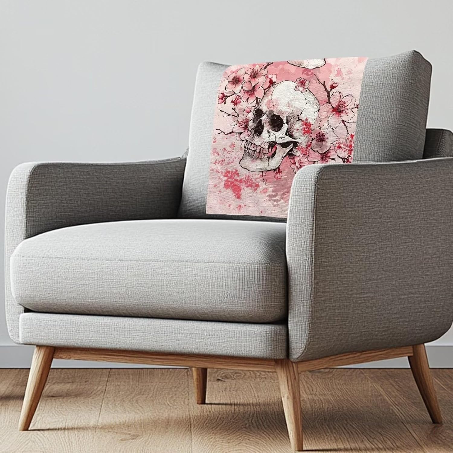 Skeleton Cherry Blossom Sofa Headrest Covers Recliner Headrest Protector Headrest Covers for Recliner Chair Couch Furniture Non Slip for Living Room 1/2 Pieces
