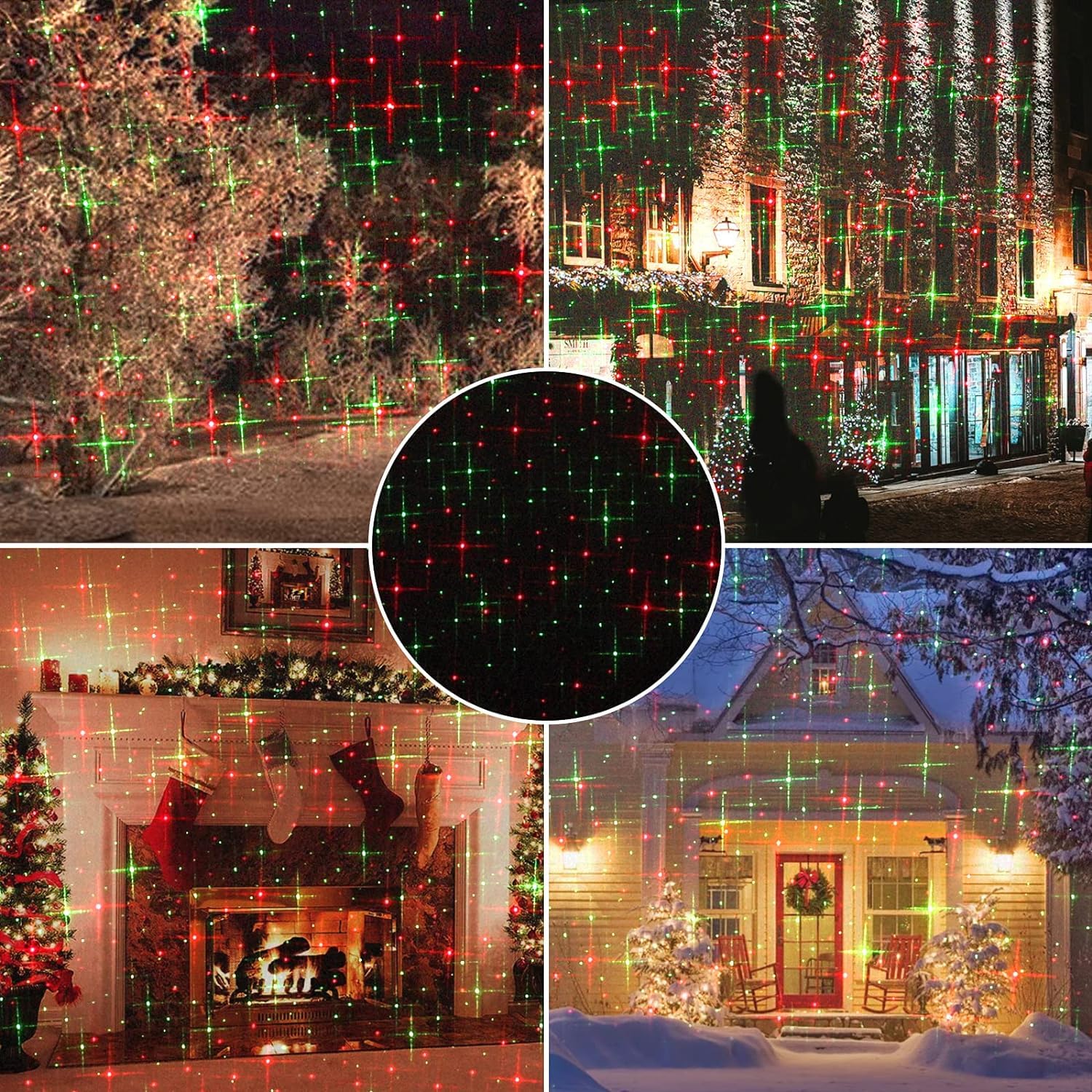 Tri-Aroute Luci ad energia solare a LED, luce del proiettore natalizio, riflettori rotanti, natale Paesaggio all'aperto illuminazione decorativa