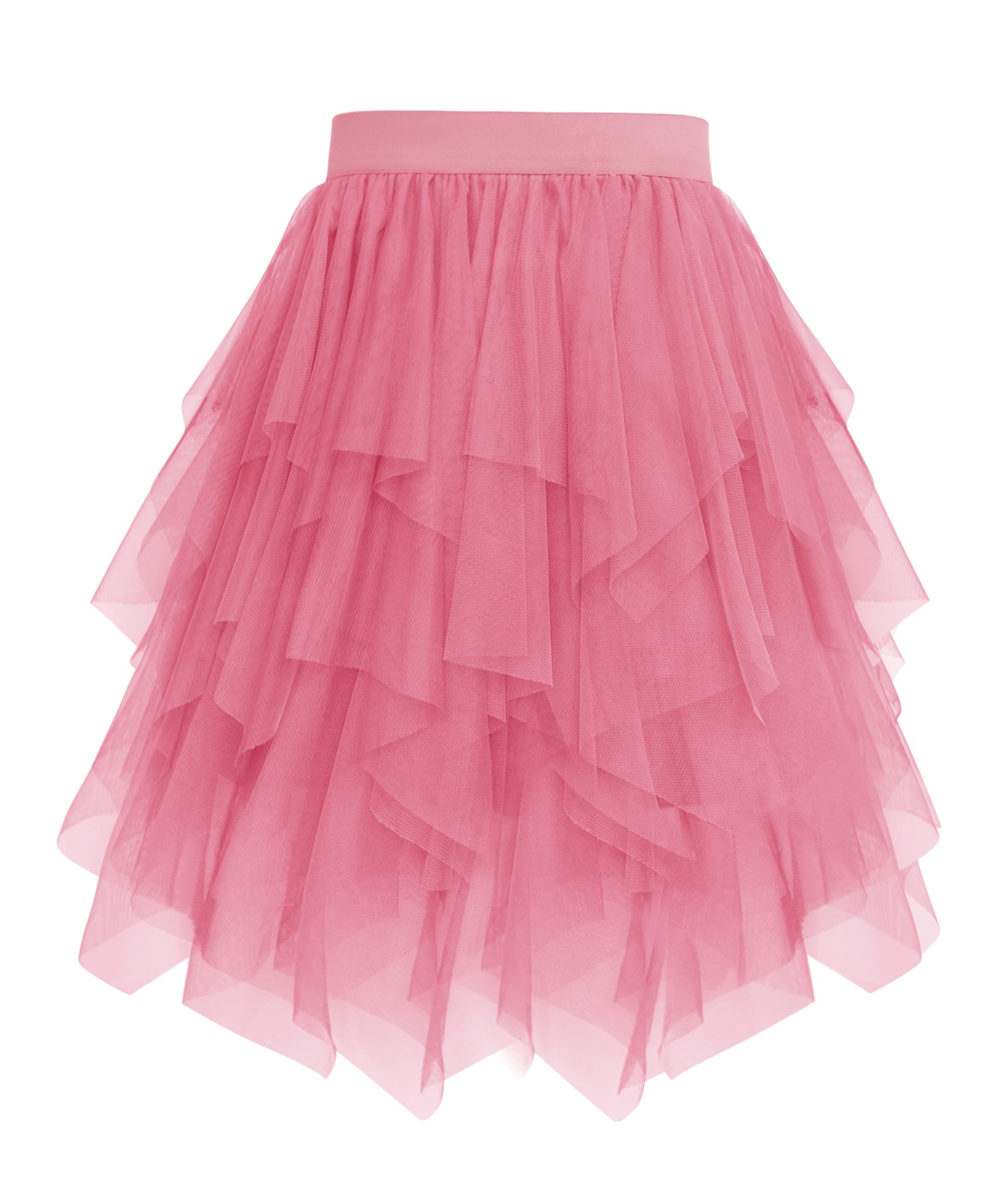 Vlazom Women's Tulle Tutu Skirts A-line Vintage Rockabilly Tutu Skirt 4 Layered Petticoat for Music Festivals, Carnivals, Holiday Parade,Halloween Rose Pink, S-M