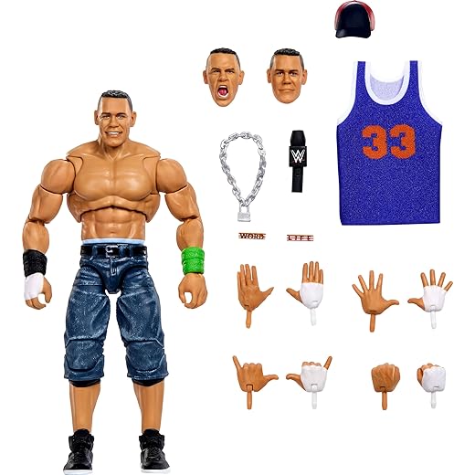 Mattel WWE Ultimate Edition John Cena 6-inch Action Figure & Accessories Set, 10+ Pieces Include Swappable Heads & Hands (Amazon Exclusive)