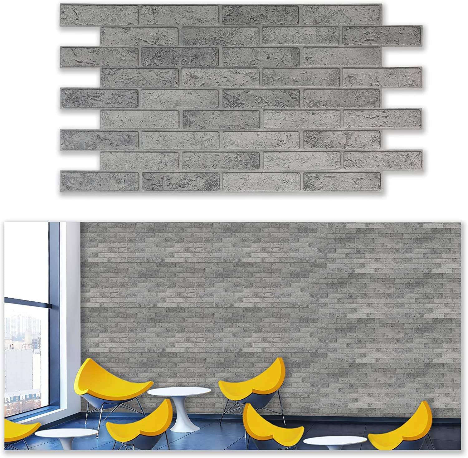 Grace Baltic – 3D Wall Panels for Interior Wall Decor Non-Adhesive Thin and Elastic PVC Wall Covering Panels for Home and Office… (18, Grey Brick)