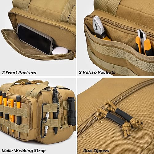 Miniatura 3 de MOZETO Bolsa de herramientas de 12 pulgadas, bolsa de herramientas táctica pequeña resistente al agua, bolsas de herramientas con asa duradera