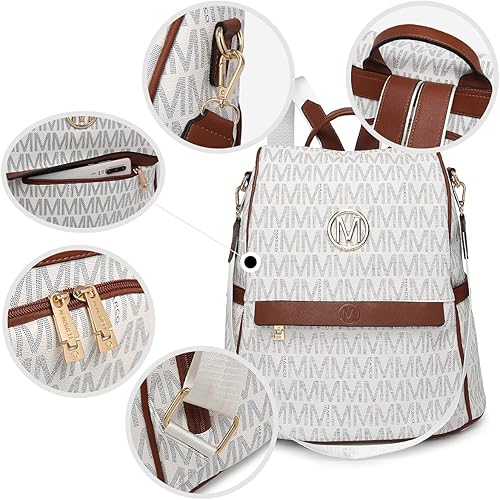 Vista 5 de MKP Mochila de Moda para Mujer Monedero con Múltiples Bolsillos Firma Anti-Robo Mochila de Viaje Bolsa de Hombro para Damas Bolso de Mano 2 Piezas