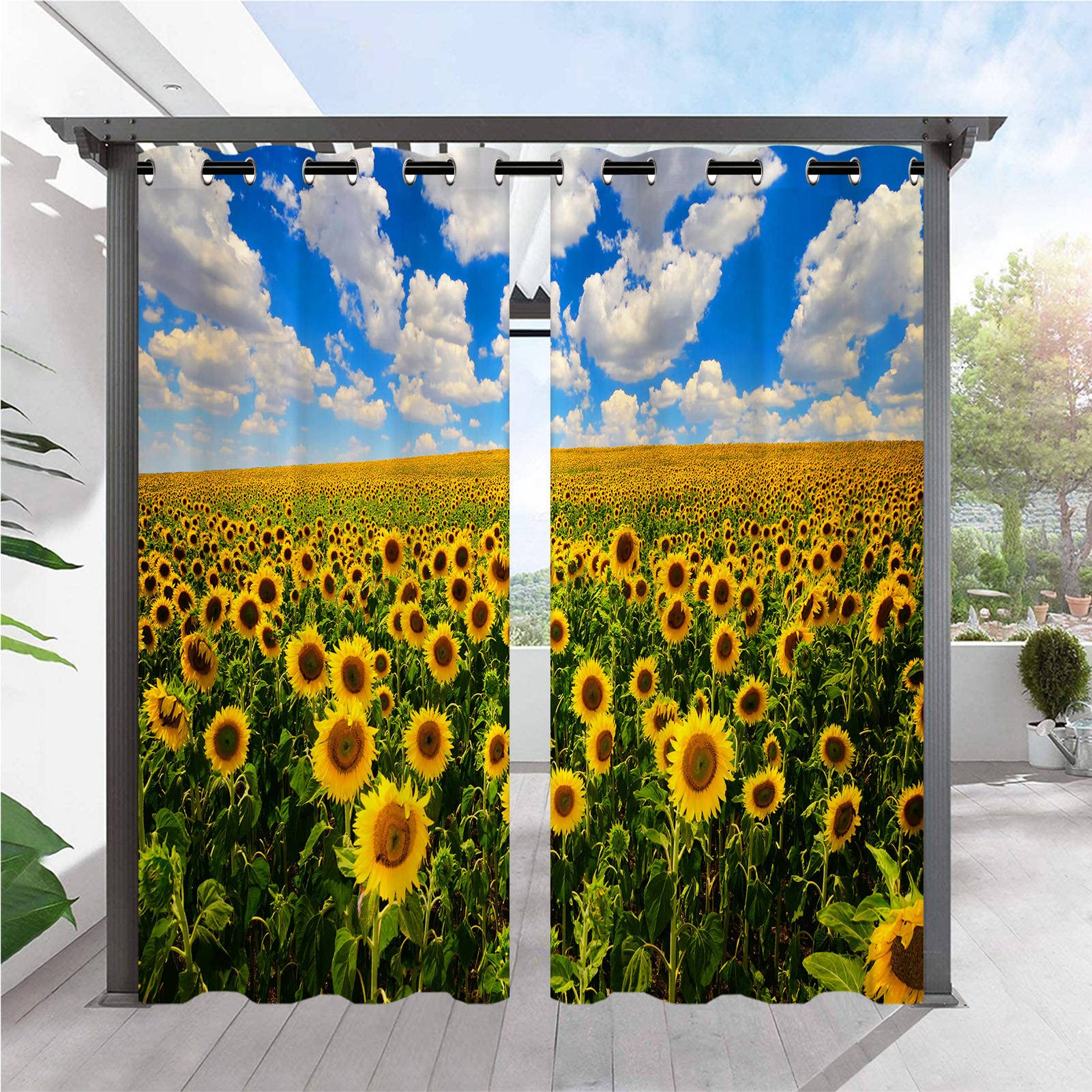 ANHOPE Patio Outdoor Curtains Waterproof Eyelet Top 36 x 84 Inch 2 Panels — image 1