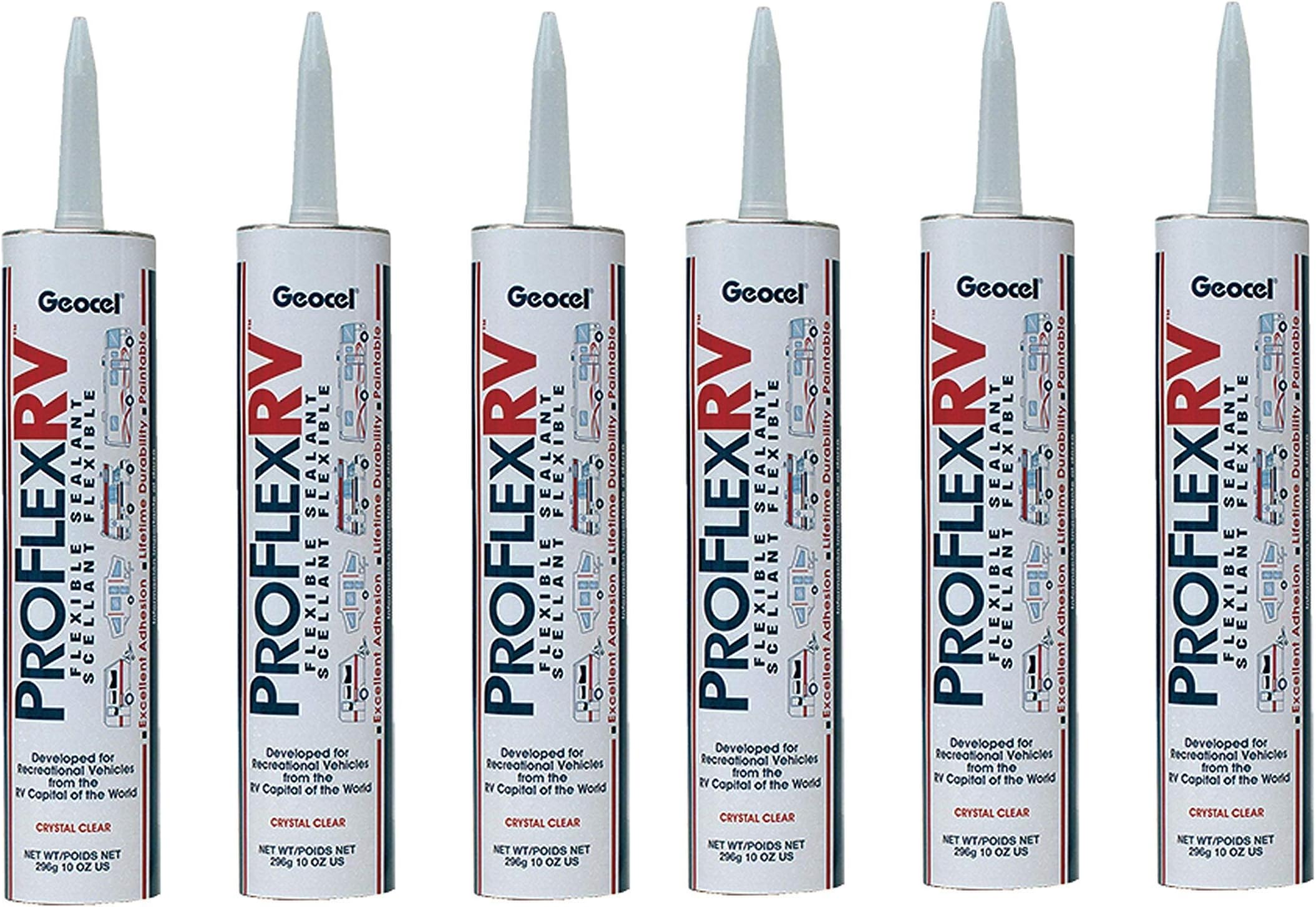 Geocel 28101V Pro Flex White RV Flexible Sealant - 10 oz. (6 Pack)