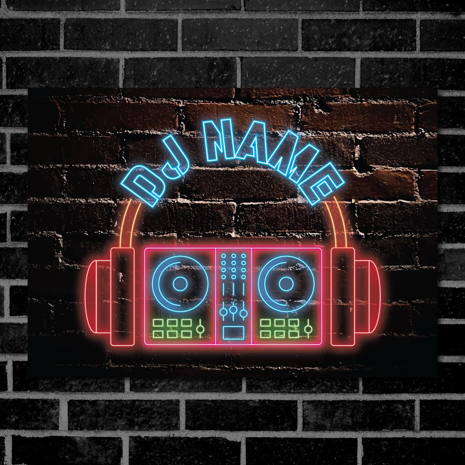 PERSONALISED Dj Board Neon Effect Sign Wall Art Custom Name Decor Metal Plaque