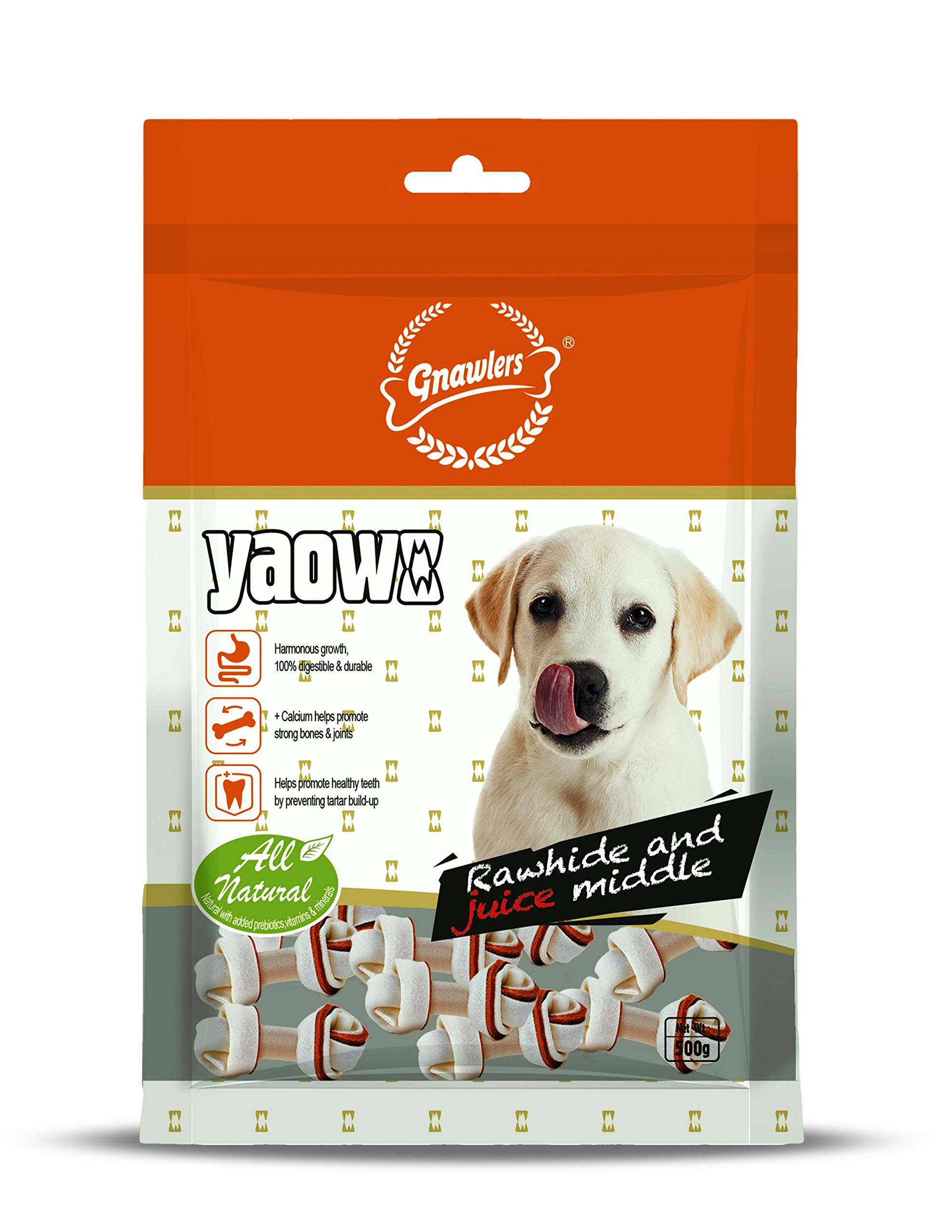 Yaowo All Natural Dog Rawhide Bones with Chicken Inside, 100% Digestible & Durable, Promotes Healthy Teeth Strong Bones and Joints, 2.5` Knotted 500gm (Pack of 3) Sold by DogsNCats (B08YMWH28G) Amazon Price History, Amazon Price Tracker