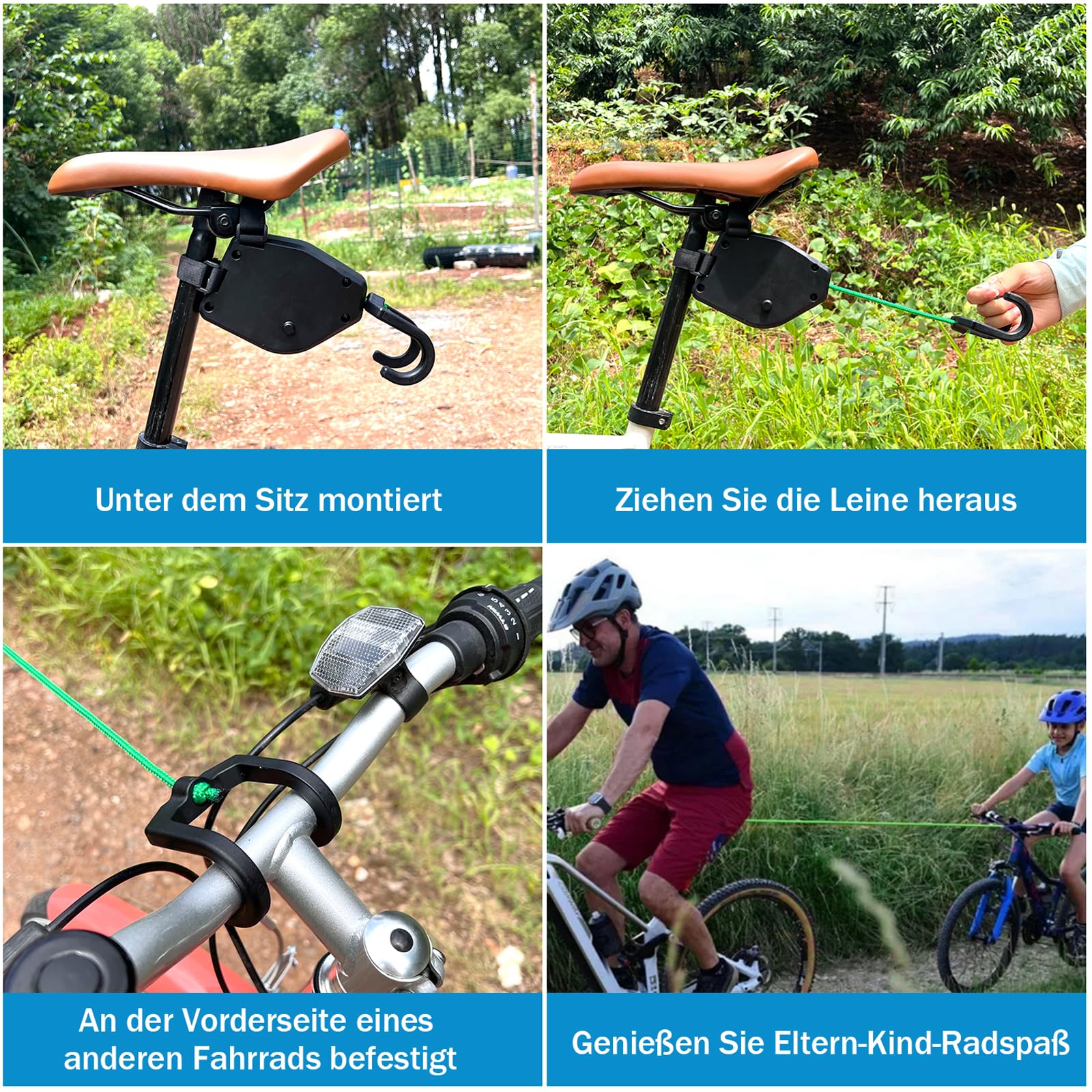 Corde De Remorquage Vélo Rétractable 2m - Barre De Traction Enfant/adultes Pour Balades Familiales