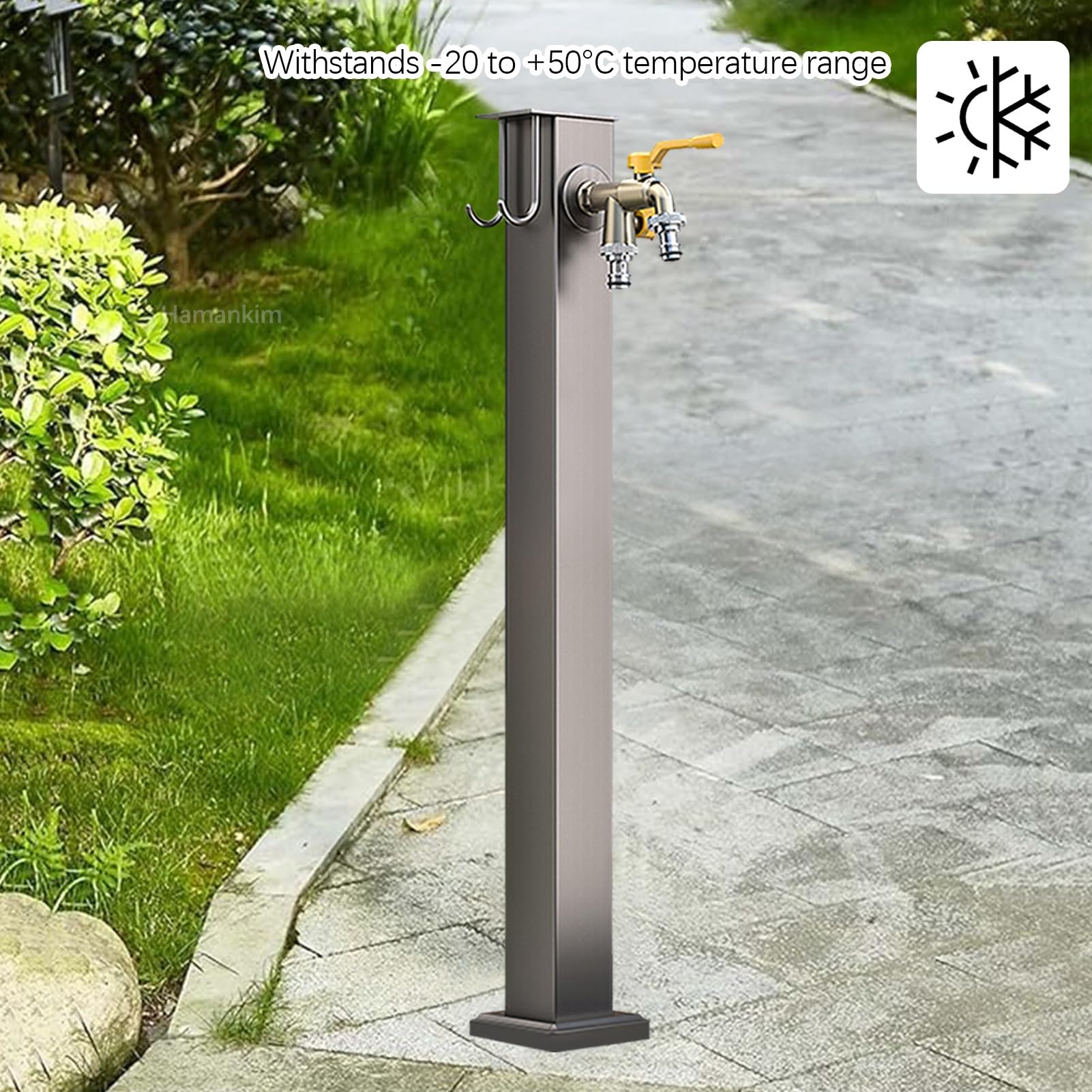 Colonna da Giardino in Acciaio Inox, Rubinetto Indipendente antigelo per irrigazione Esterna, Rubinetto Verticale a Pavimento per pascoli agricoli e Lavaggio