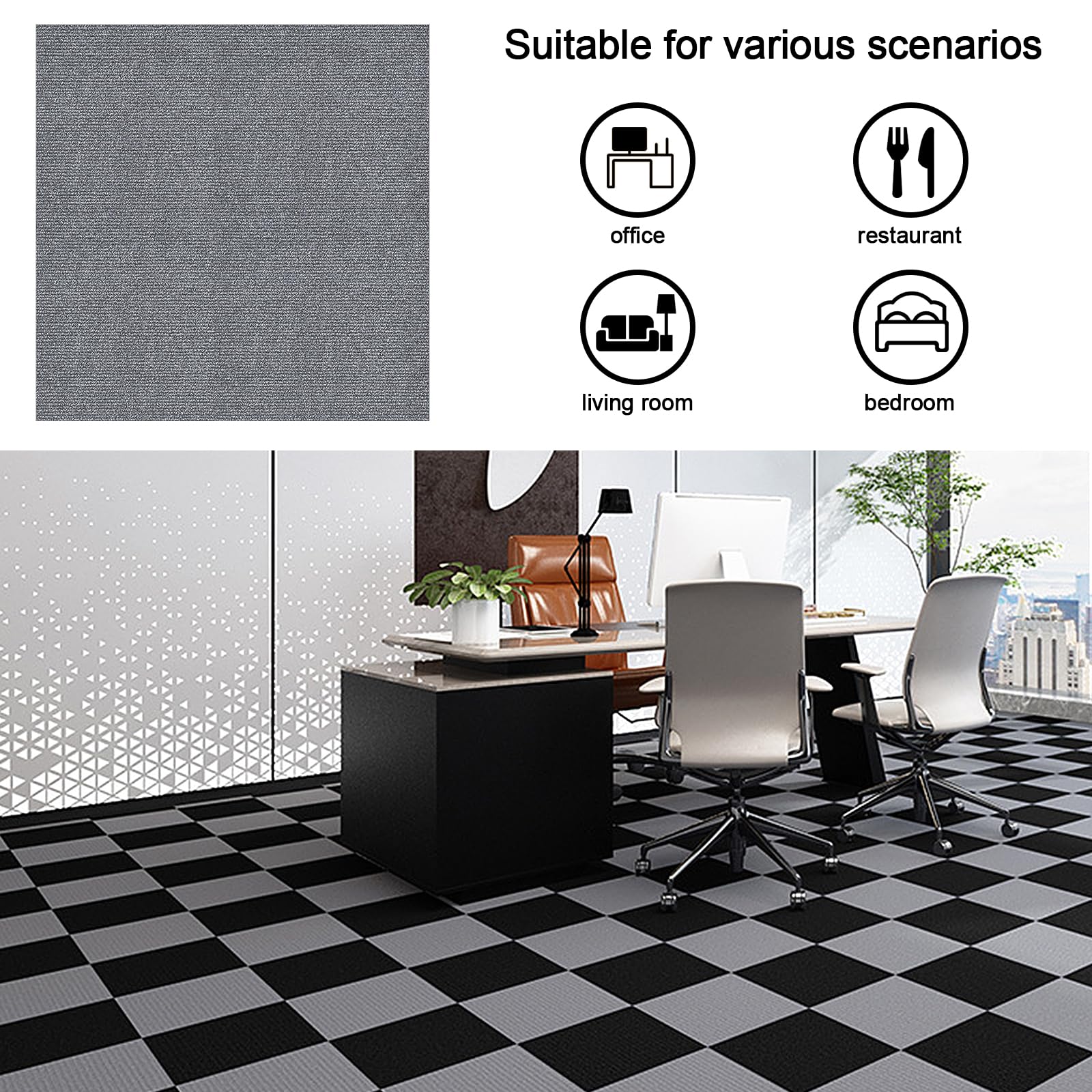 Floor Tiles Self Adhesive, Peel and Stick Floor Tiles, Vinyl Flooring, Floor Stickers Waterproof, Kitchen Bathroom Stick on Floor Tiles, 30 * 30cm*4mm (Light grey 16pcs) - Image 2
