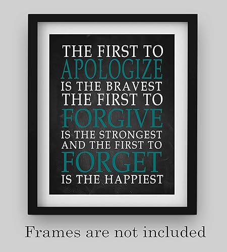 Miniatura 6 de First To Apologize - Inspirational Wall Decor, Motivational Wall Art, Black Typographic Wall Print For Living Room, Home Decor, School Decor, Office