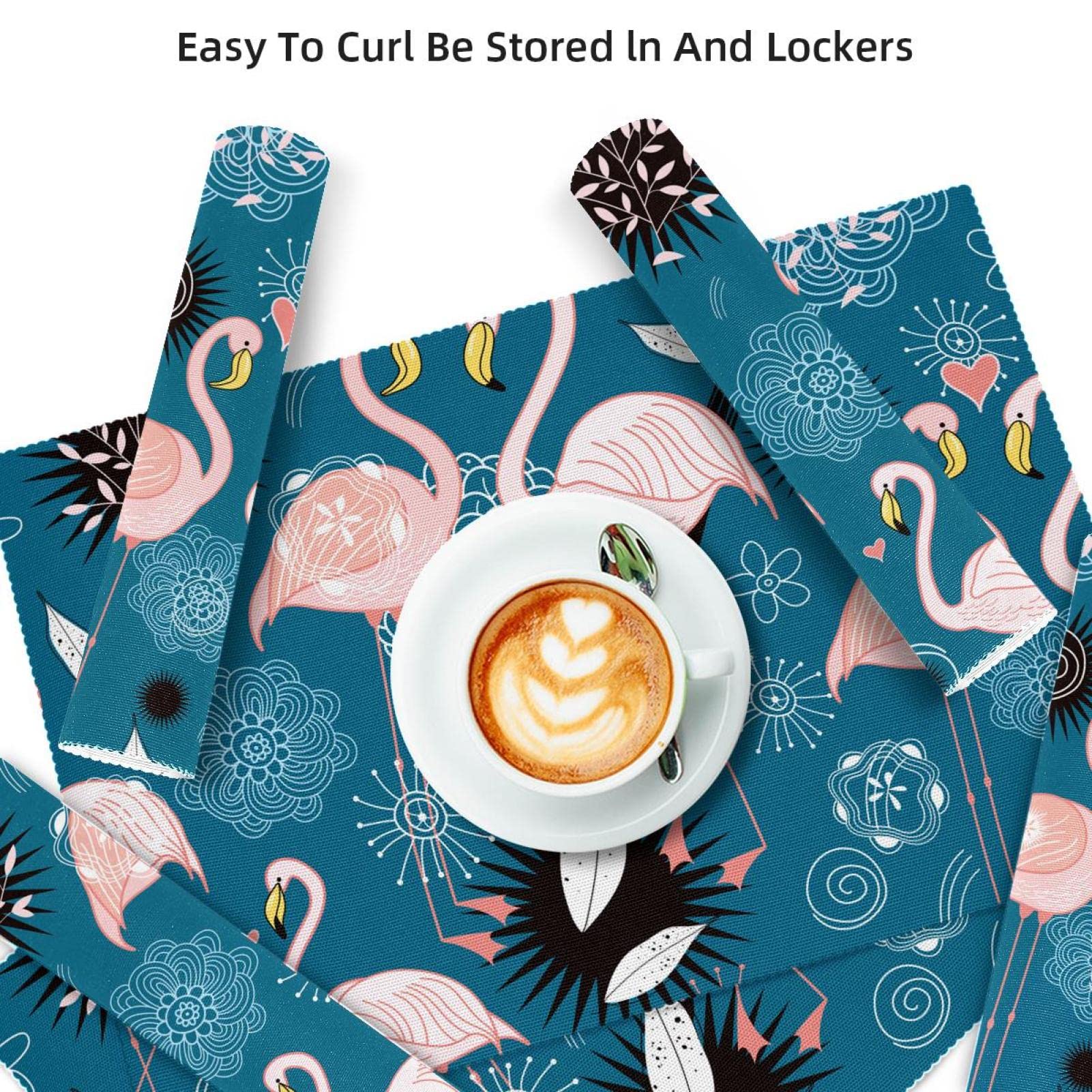 Flamingo-Tischsets, 4er-Set, waschbar, 45 x 30 cm, geeignet für Küche, drinnen und draußen, Essen