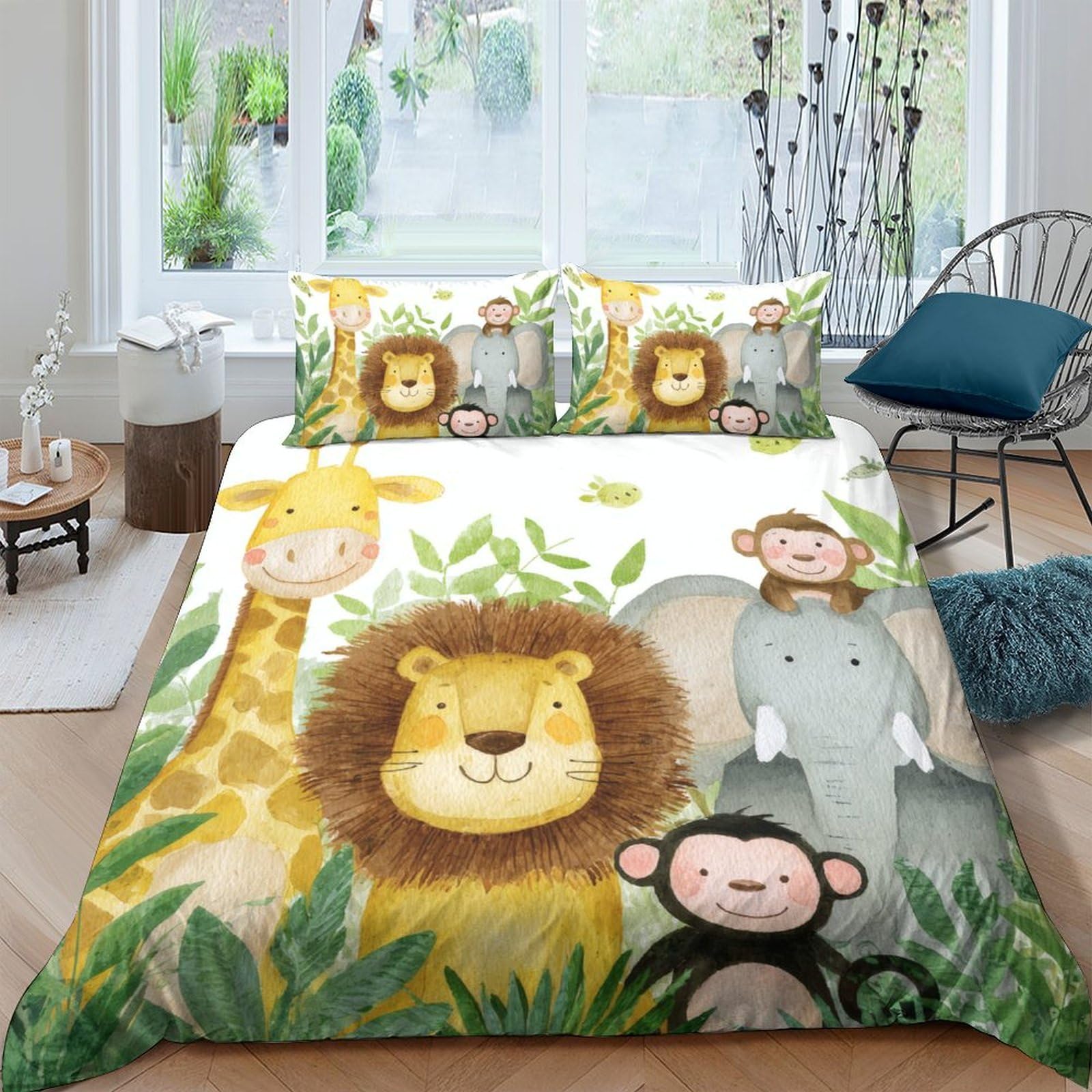 Ctjqhvkz Style-3 3D Printed Jungle Animal Fitted Sheet Microfiber Breathable Lion Monkey Mattress Cover For Bedroom Guest Room Decor Single（135X200cm）