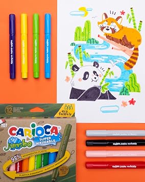 Carioca Eco Famıly Jumbo Süper Yıkanabilir Keçeli Boya Kalemi 12'Li