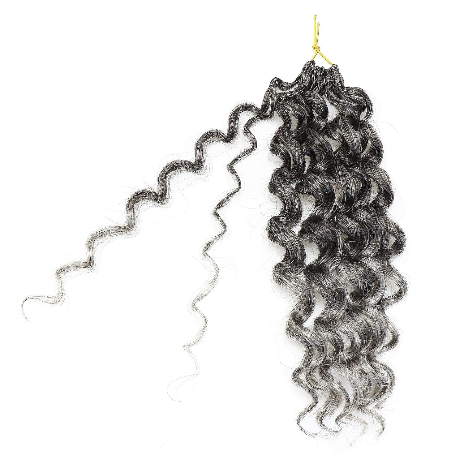 8Packs Curly Crochet Hair Boho Ocean Wave Crochet Hair 12Inch Pre Looped Crochet Hair for Black Women Pre Twisted Bench Curl Crotchet Hair(1B/Gray, 12inch)