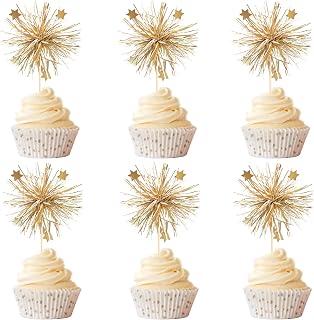 Gold Fireworks Cupcake Decorations