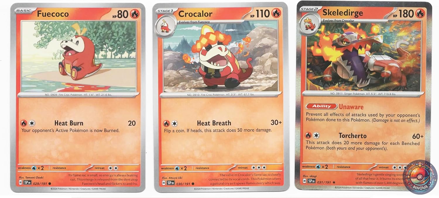 Pokemon Surging Sparks - Skeledirge 031/191 Foil Rare Trading Card Lot