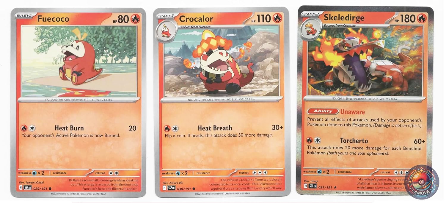 Pokemon Surging Sparks - Skeledirge 031 191 Foil Rare Trading Card Lot