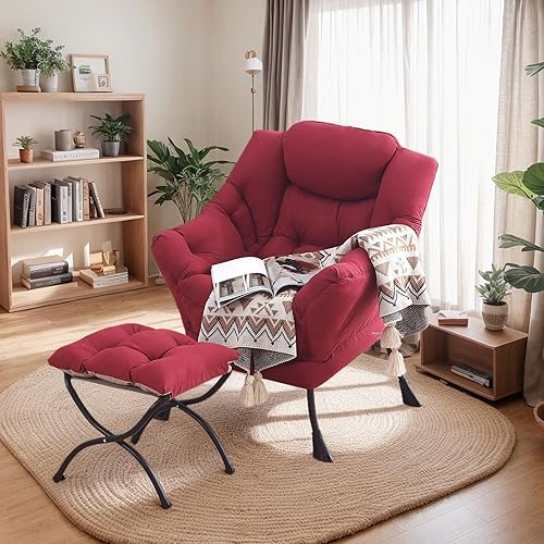 Miniatura 2 de Silla Lazy con otomana, silla decorativa grande y moderna con reposabrazos y reposapiés, sillón de lectura con otomana, sofá de ocio para sala de