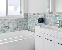 Vista 9 de DEWOO 20 hojas de azulejos de pared autoadhesivos estilo rustico para despegar y pegar para cocina estilo granja, aspecto de madera sintética