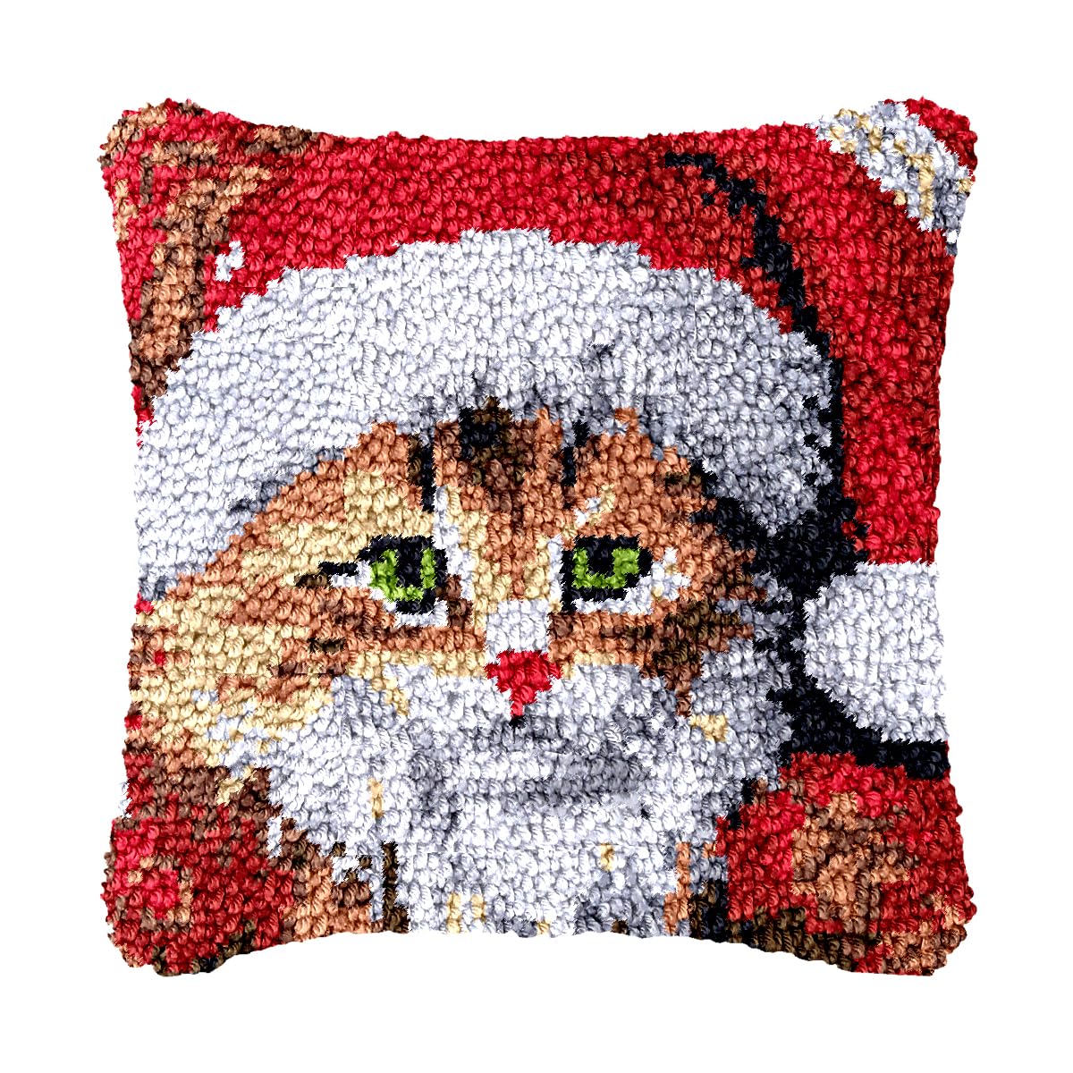 bositigo Cat Latch Hook Pillow Kit for Adults &amp; Kids, DIY Pre-Printed Canvas Craft, 17x17 Inch Decorative Cover for Sofa Cushions, Bedroom Decor (Cat Pattern 29)