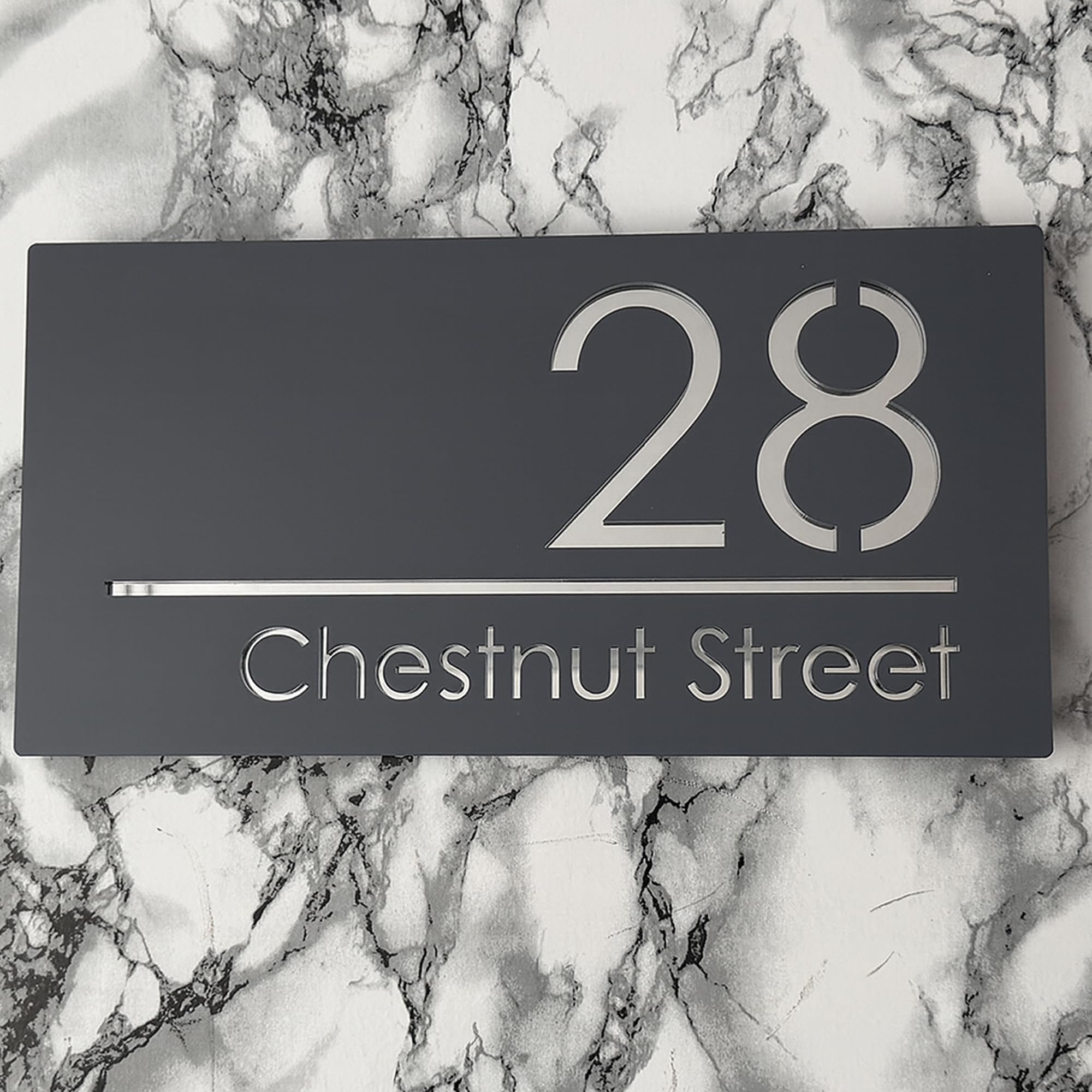House Numbers Plaques Door Plaques Door Number For Wall House Floating House Sign Laser Cut Floating House Sign (Matt Grey & Silver Text)