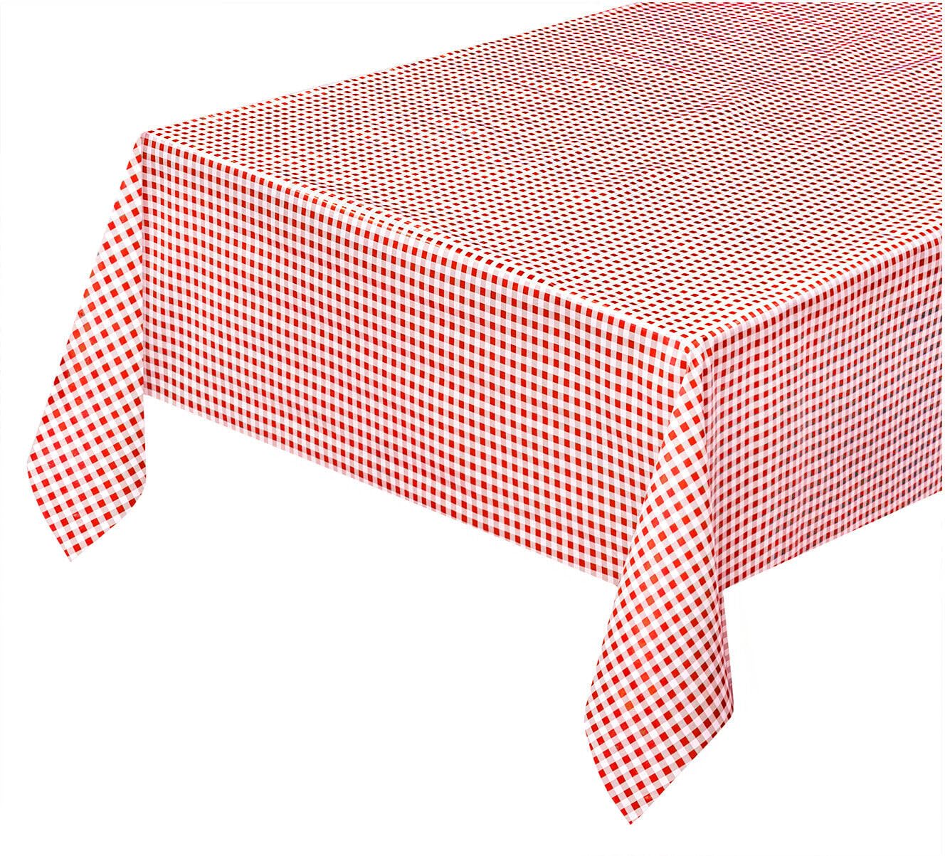 emmevi Tovaglia Cucina Antimacchia Plastificata Cerata Felpata Copri Tavolo Quadretti Rossi 140x600 Cm