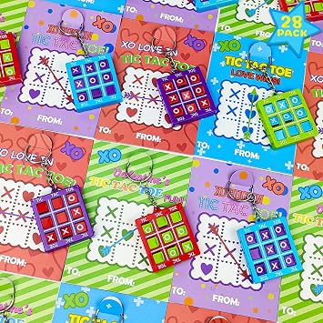 Valentines Day Gifts Cards with Keychains for Kids School Classroom 28 PCS