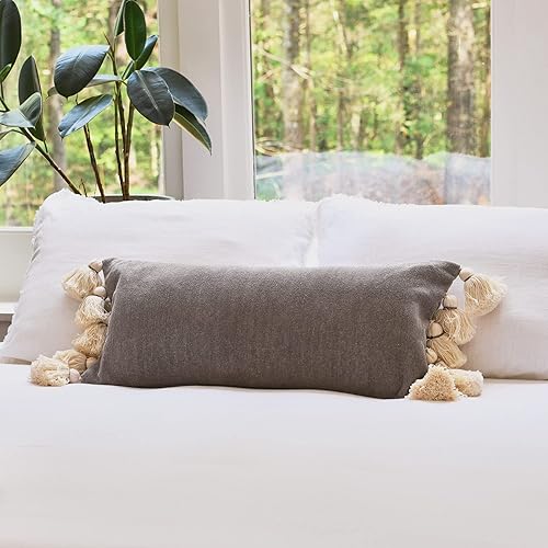 Miniatura 10 de Main + Mesa Almohada lumbar de felpilla de algodón de gran tamaño con borlas