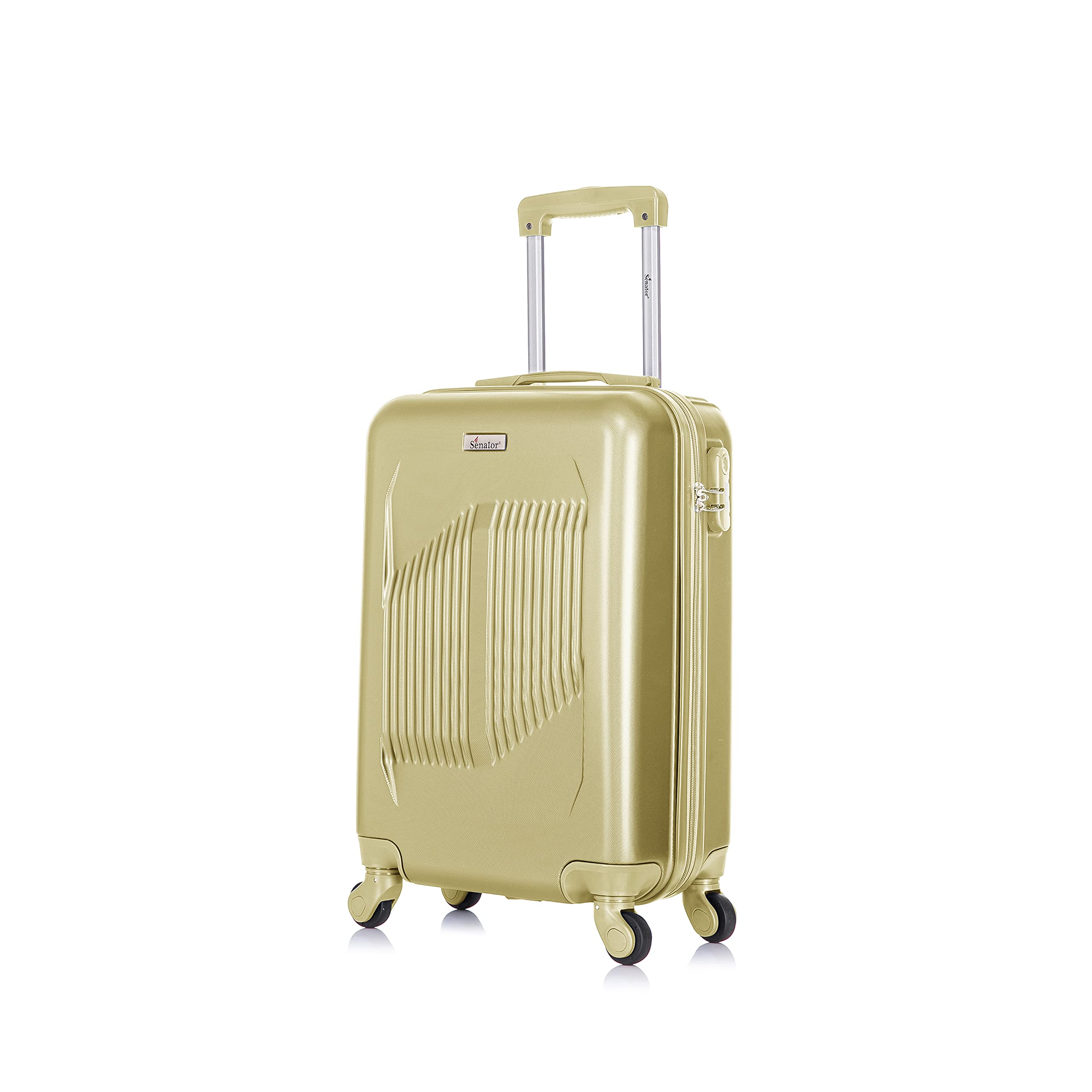 Senator Lightweight Durable ABS Suitcase Hard Shell Travel Luggage Trolley with 4 Quite Spinner Wheels and Combination Lock KH1085 (Carry-On 20-Inch, Tea Green)