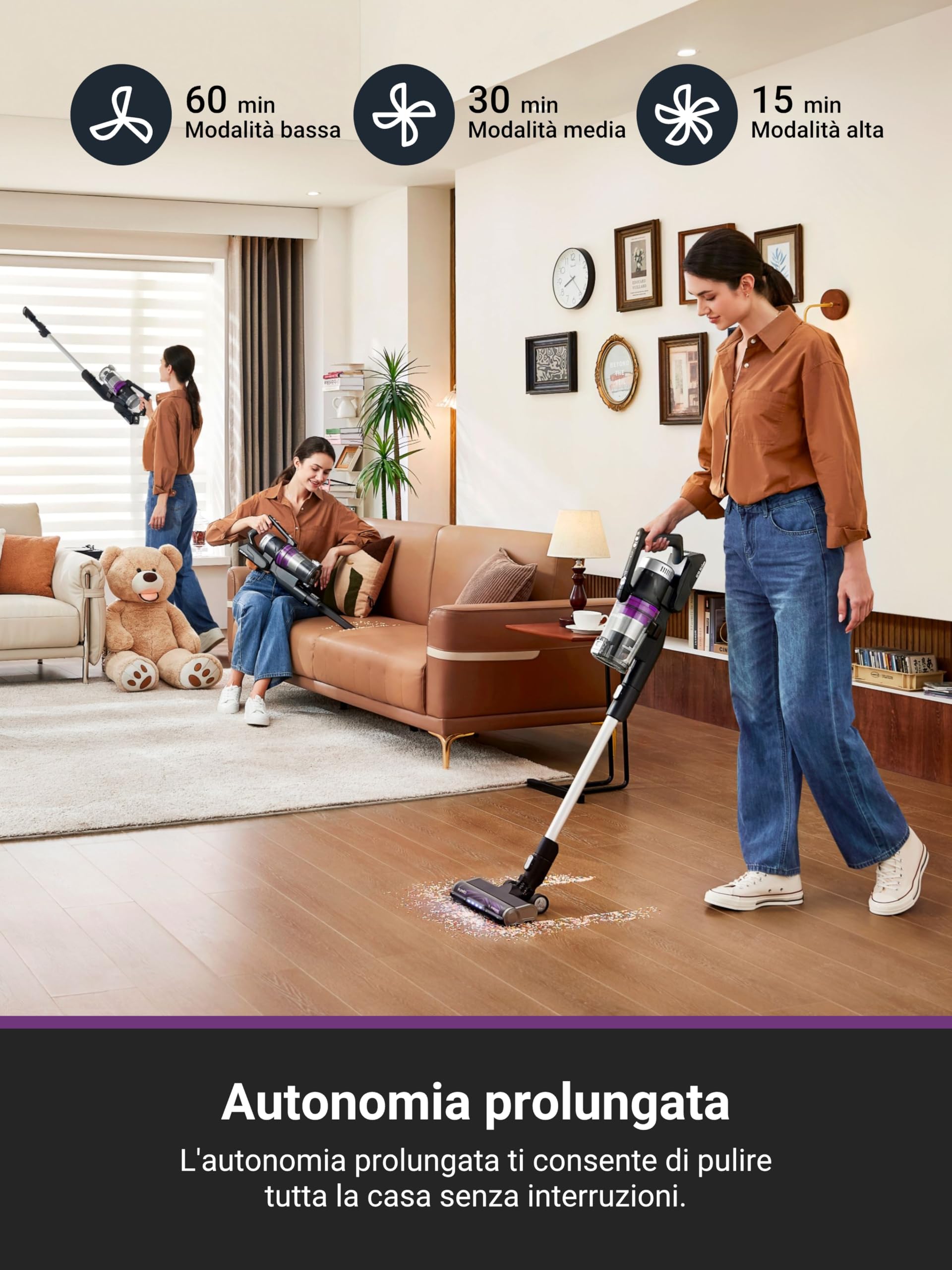 Eureka Stylus Elite Aspirapolvere Senza Fili con Stazione, 24000Pa, Svuotamento Automatico, Sacco 3L, Autonomia 60 Min, Spazzola Antigroviglio, LED, Batteria Rimovibile, Motore BLDC