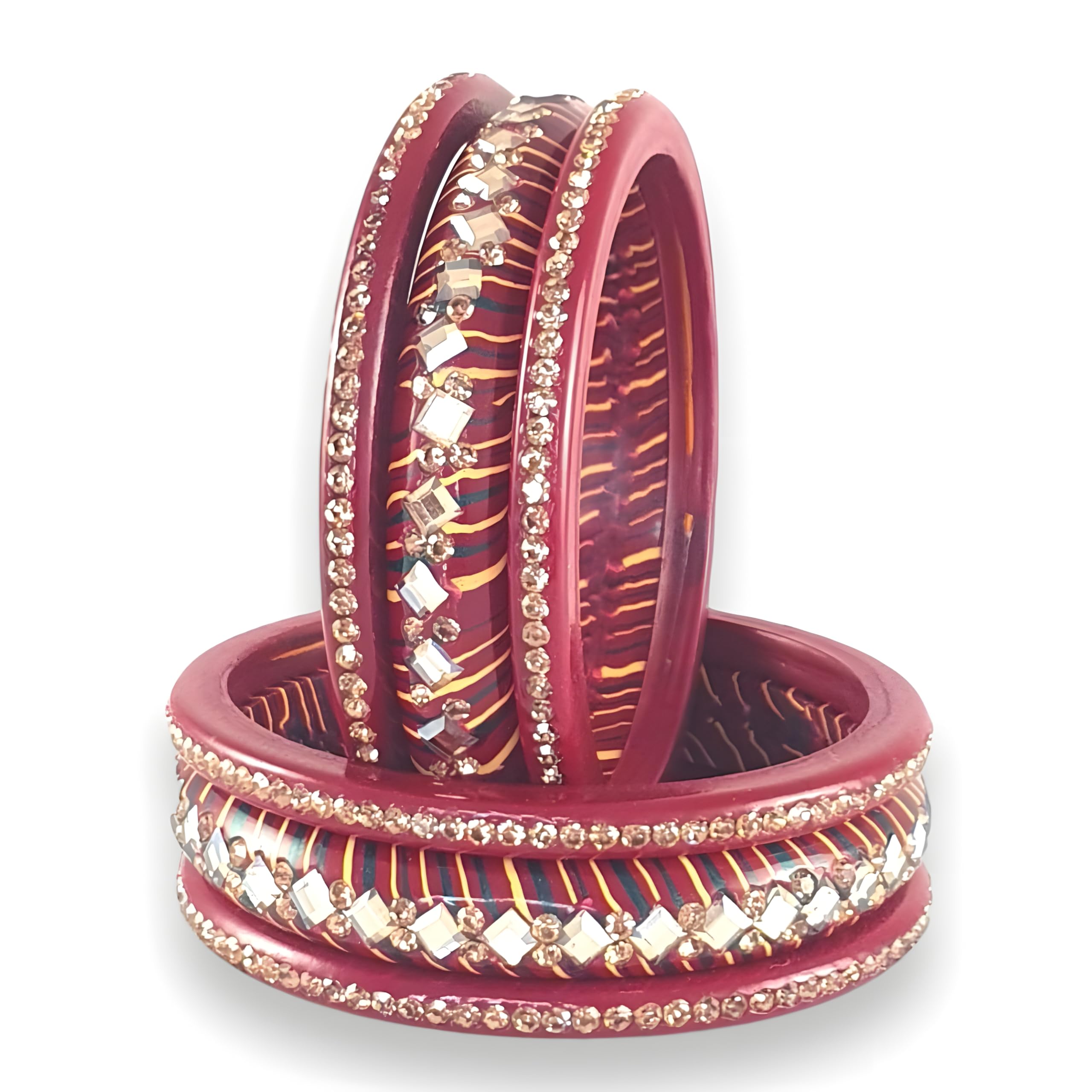 Praavya Traditional Rajasthani Lac Bangles Set for Women and Girls | Jaipuri Designer Lakh Lahariya Chuda | Red Maroon Blue Purple | Set of 6 (Red, 2.8) (B0D7SD7L3R) Amazon Price History, Amazon Price Tracker